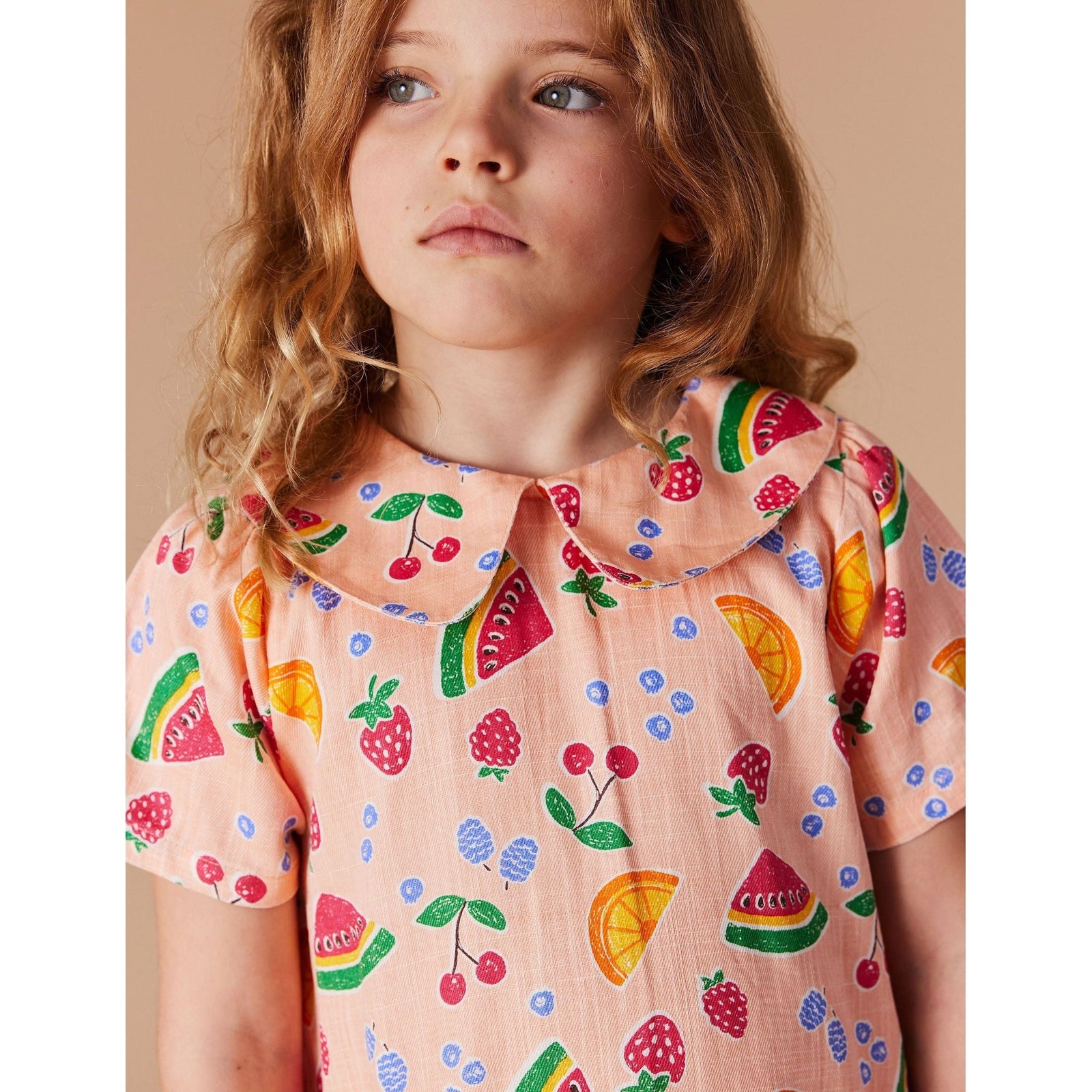 Mila Drop Waist Linen Dress Fruit Salad