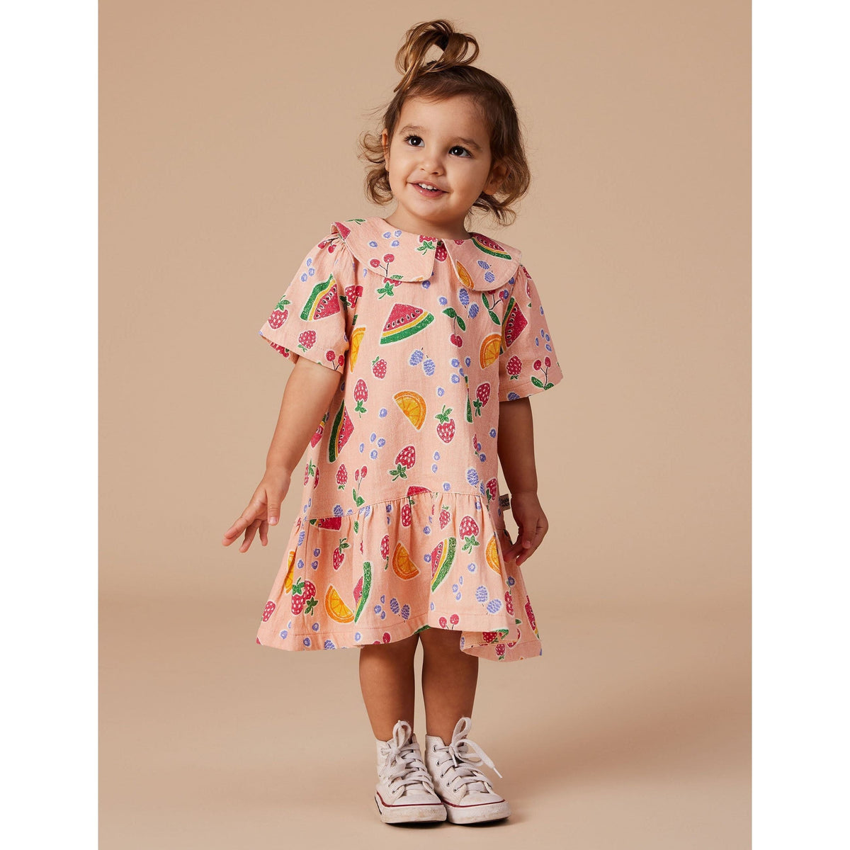 Mila Drop Waist Linen Dress Fruit Salad