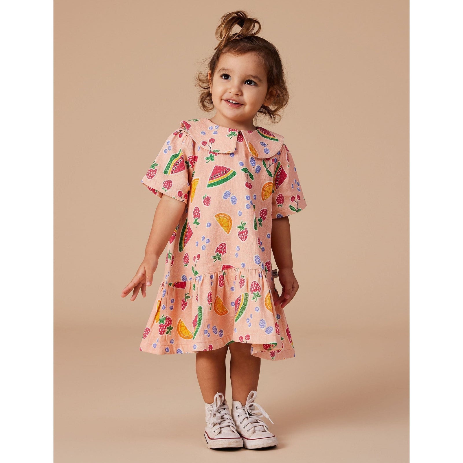 Mila Drop Waist Linen Dress Fruit Salad