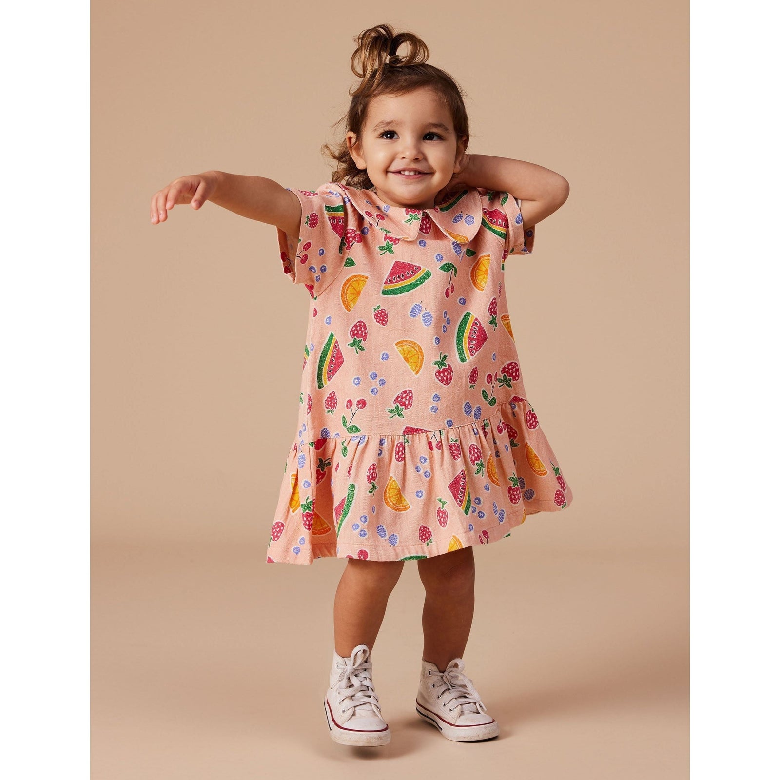 Mila Drop Waist Linen Dress Fruit Salad