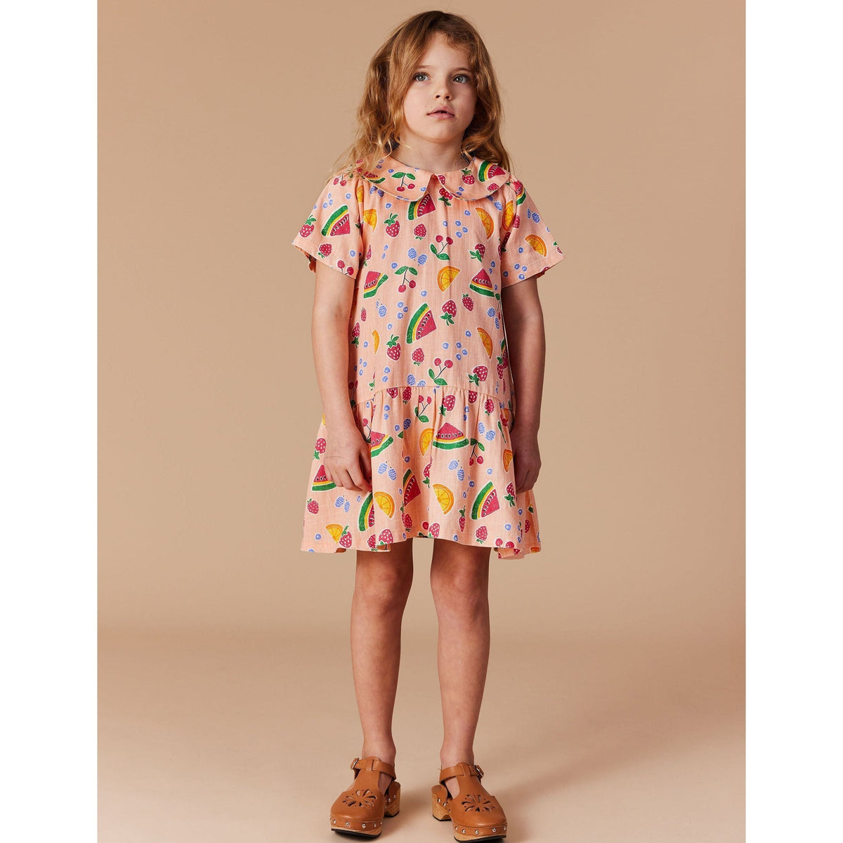 Mila Drop Waist Linen Dress Fruit Salad