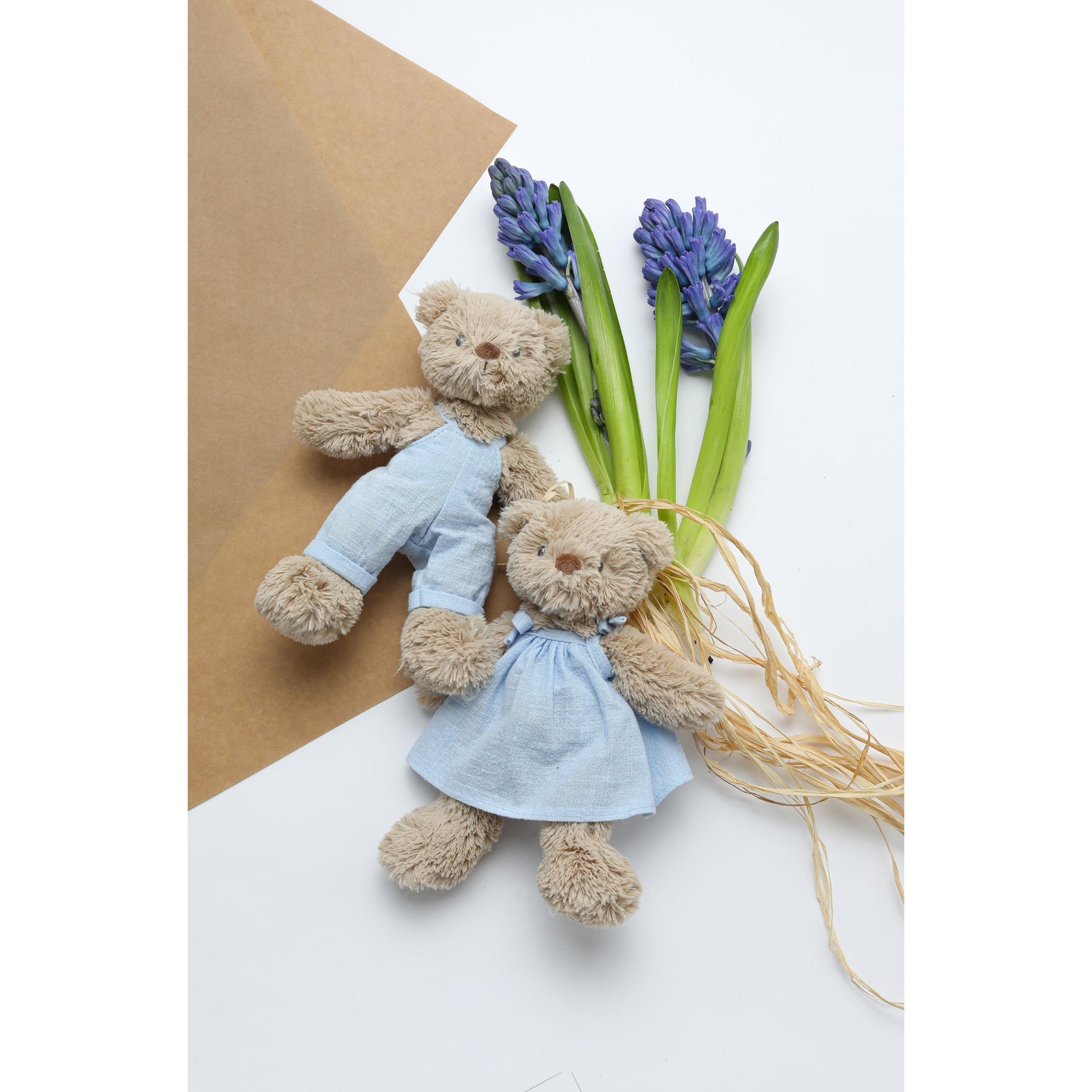 Baby Honey Bear - Overalls Baby Blue