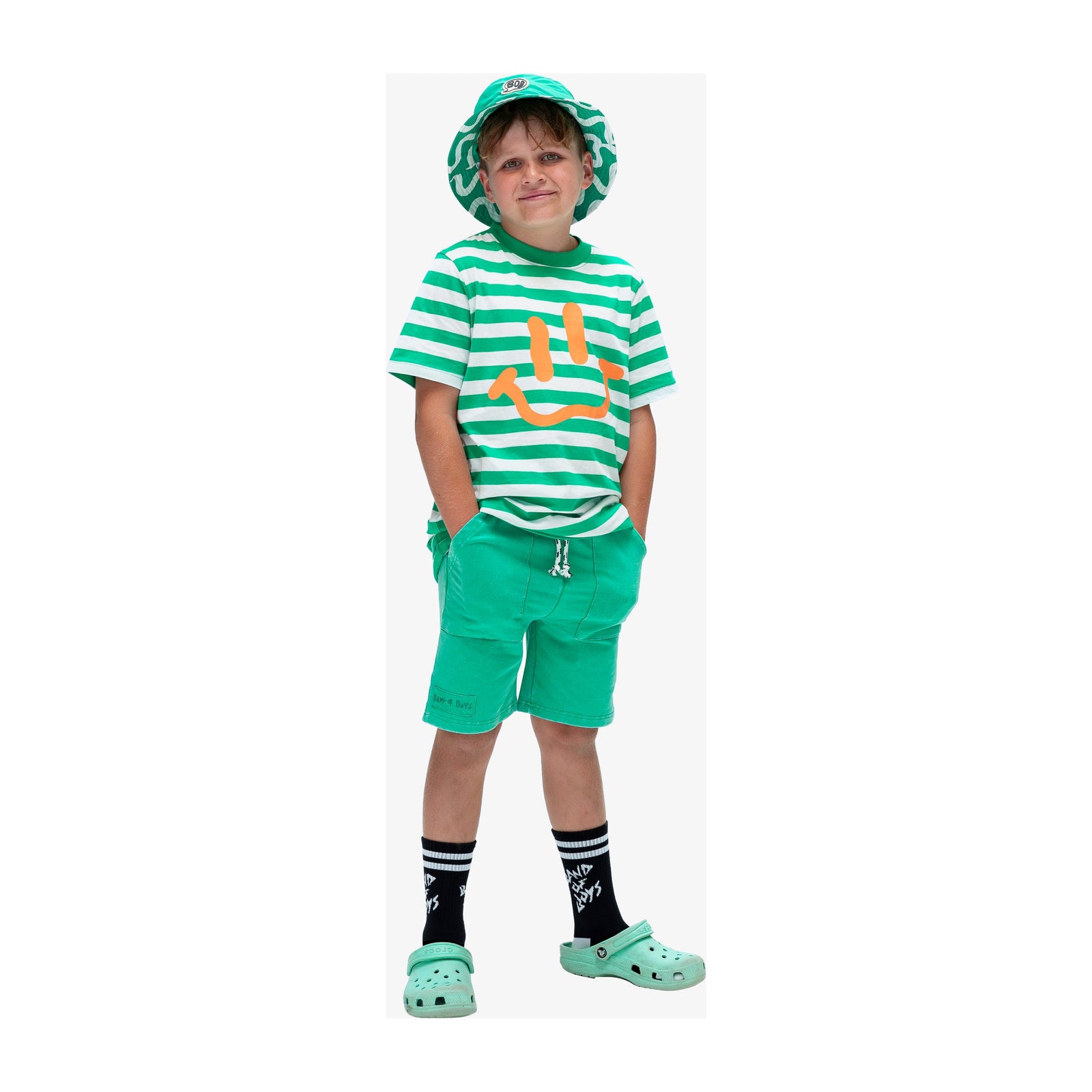 Green Striped Smile Tee