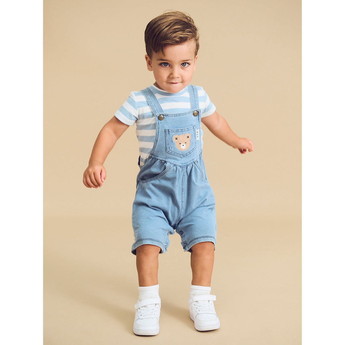Huxbear Knit Denim Short Overalls