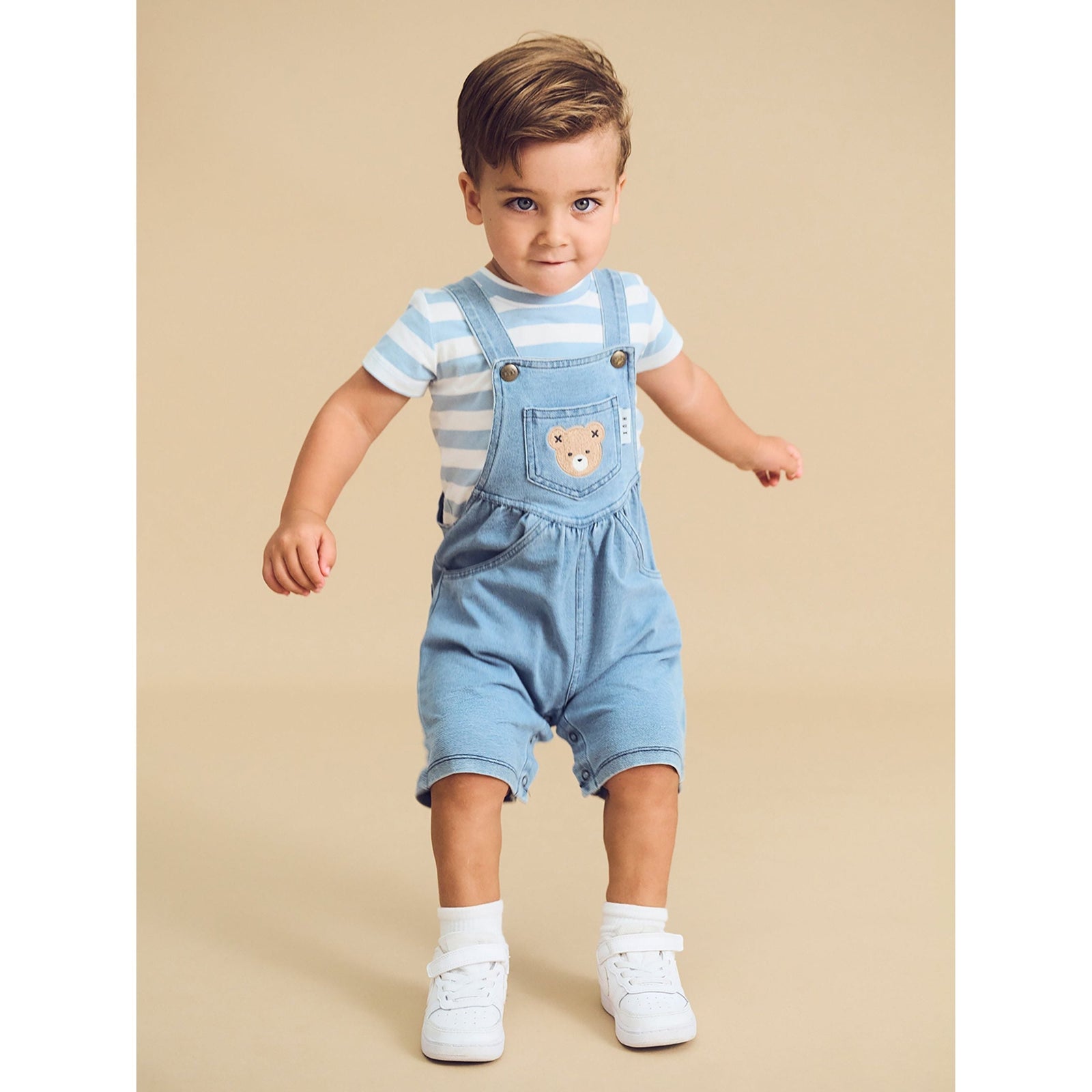 Huxbear Knit Denim Short Overalls