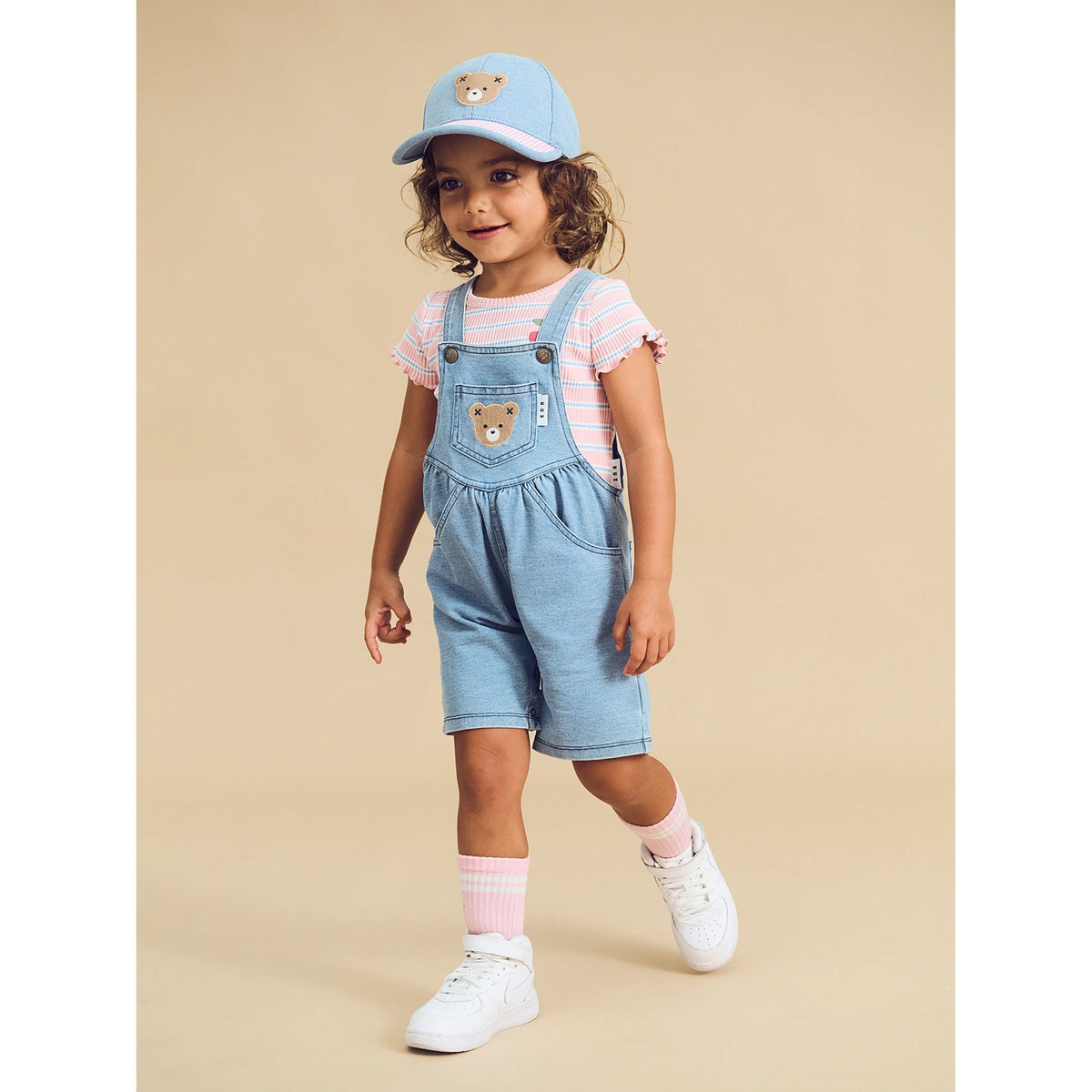 Huxbear Knit Denim Short Overalls