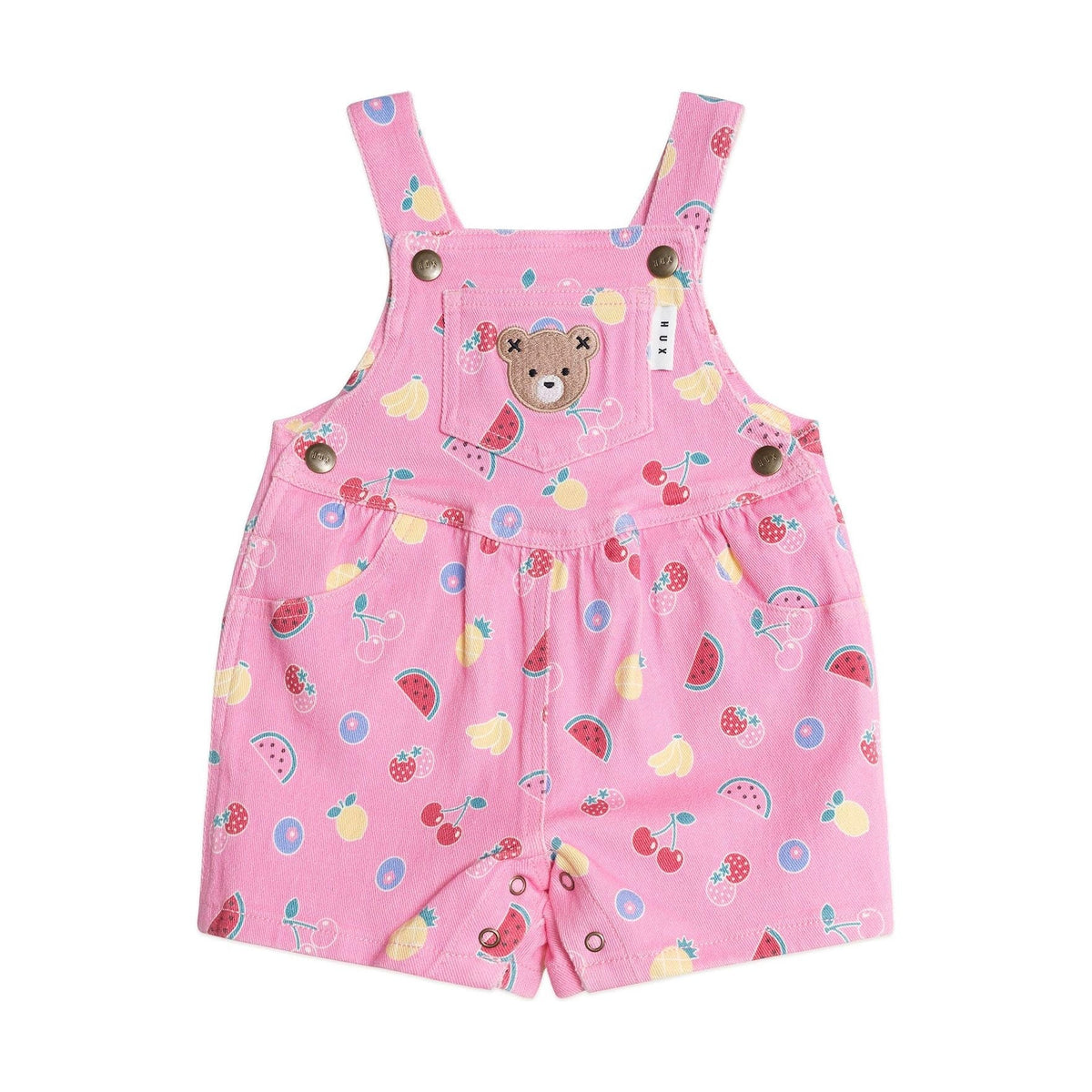 Pink Fruit Emoji Short Overalls