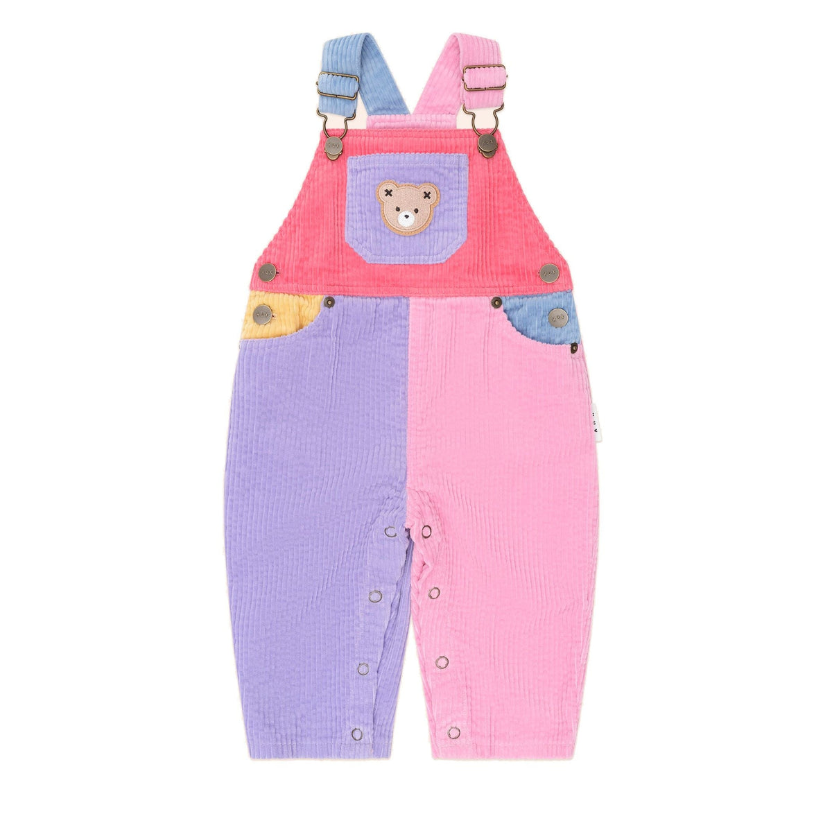 Colour Block Girl Cord Overalls