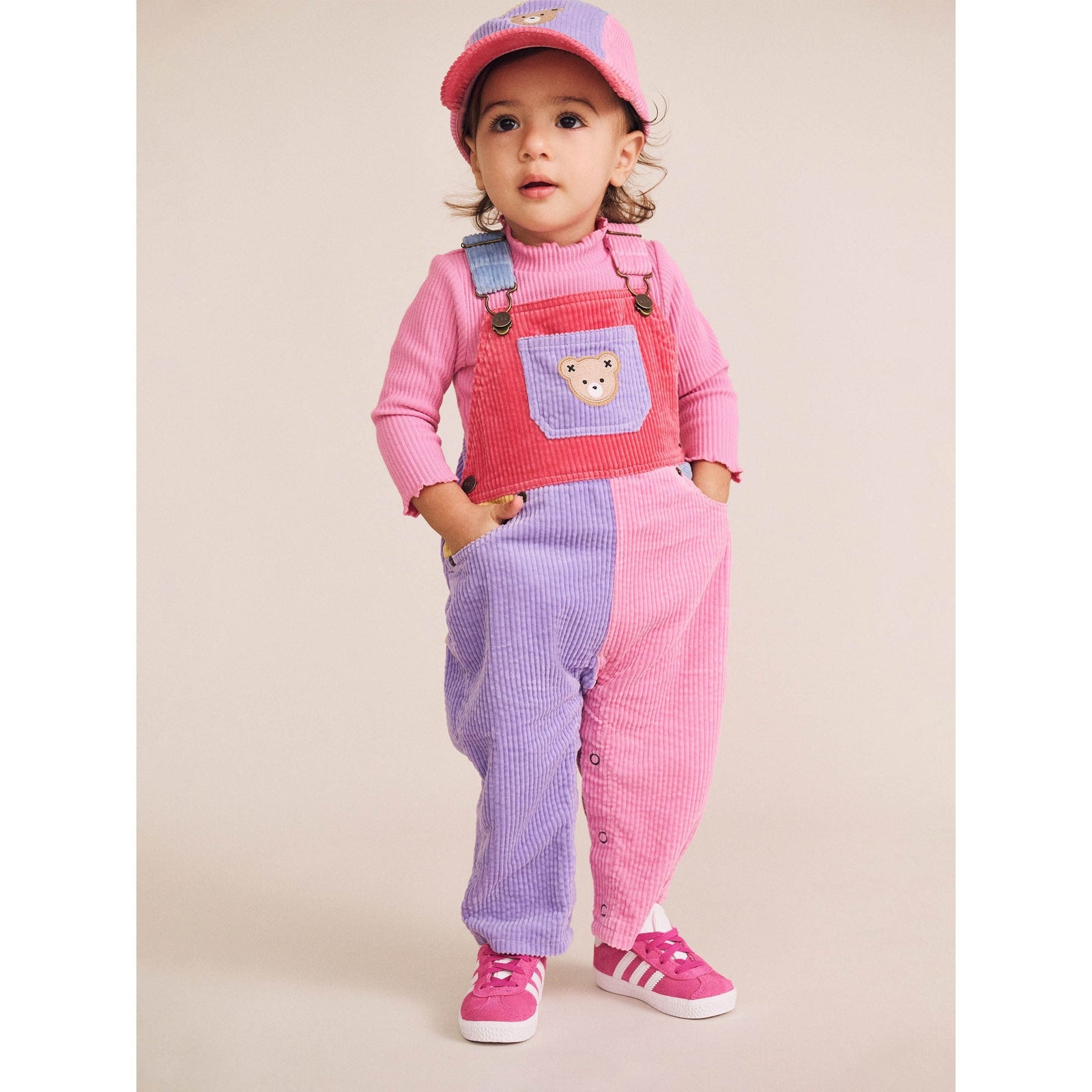 Colour Block Girl Cord Overalls