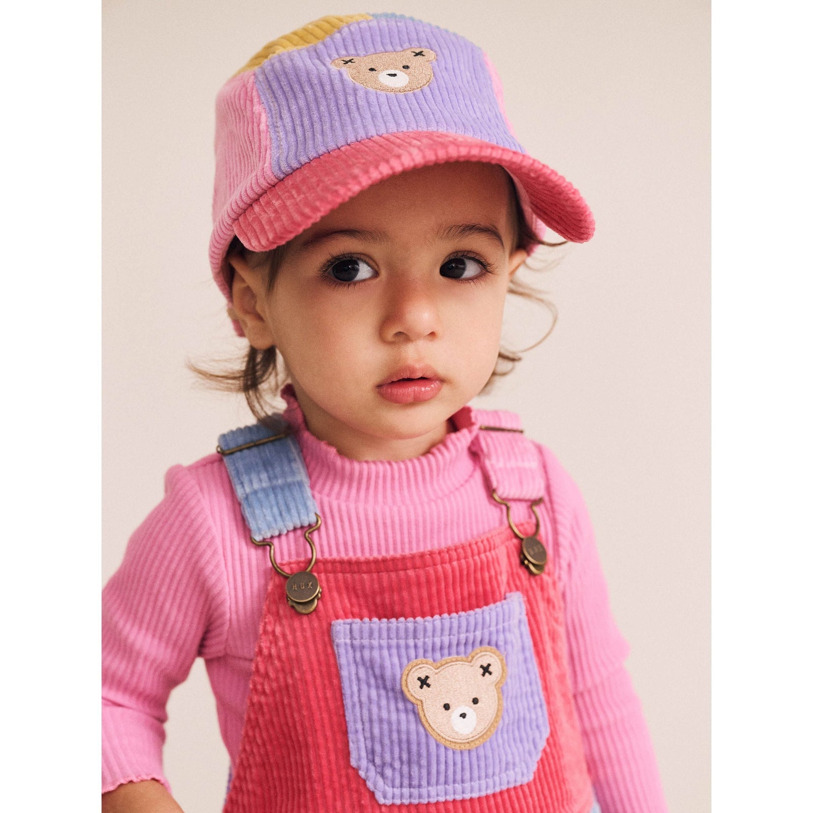 Colour Block Girl Cord Overalls