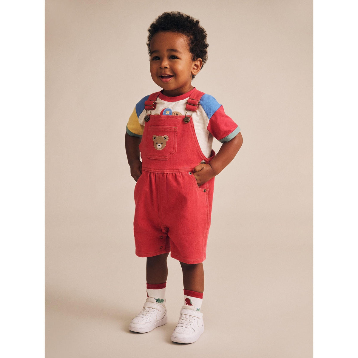 Denim Short Overalls Chilli Red