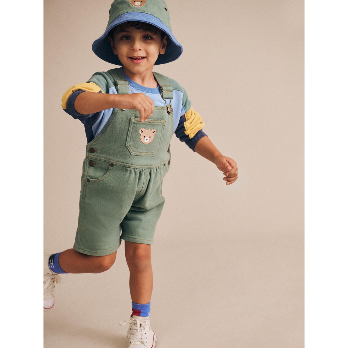 Denim Short Overalls Green
