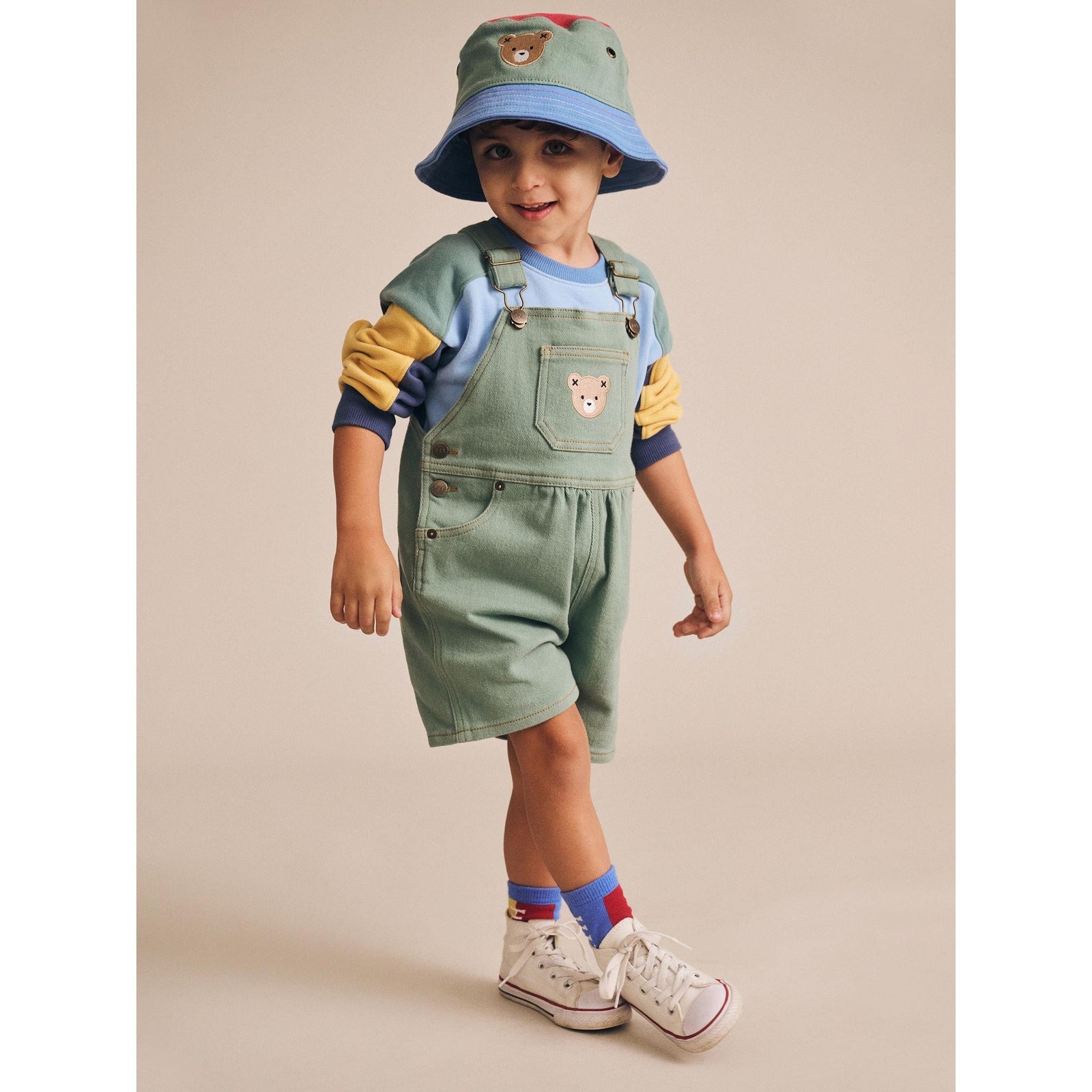 Denim Short Overalls Green