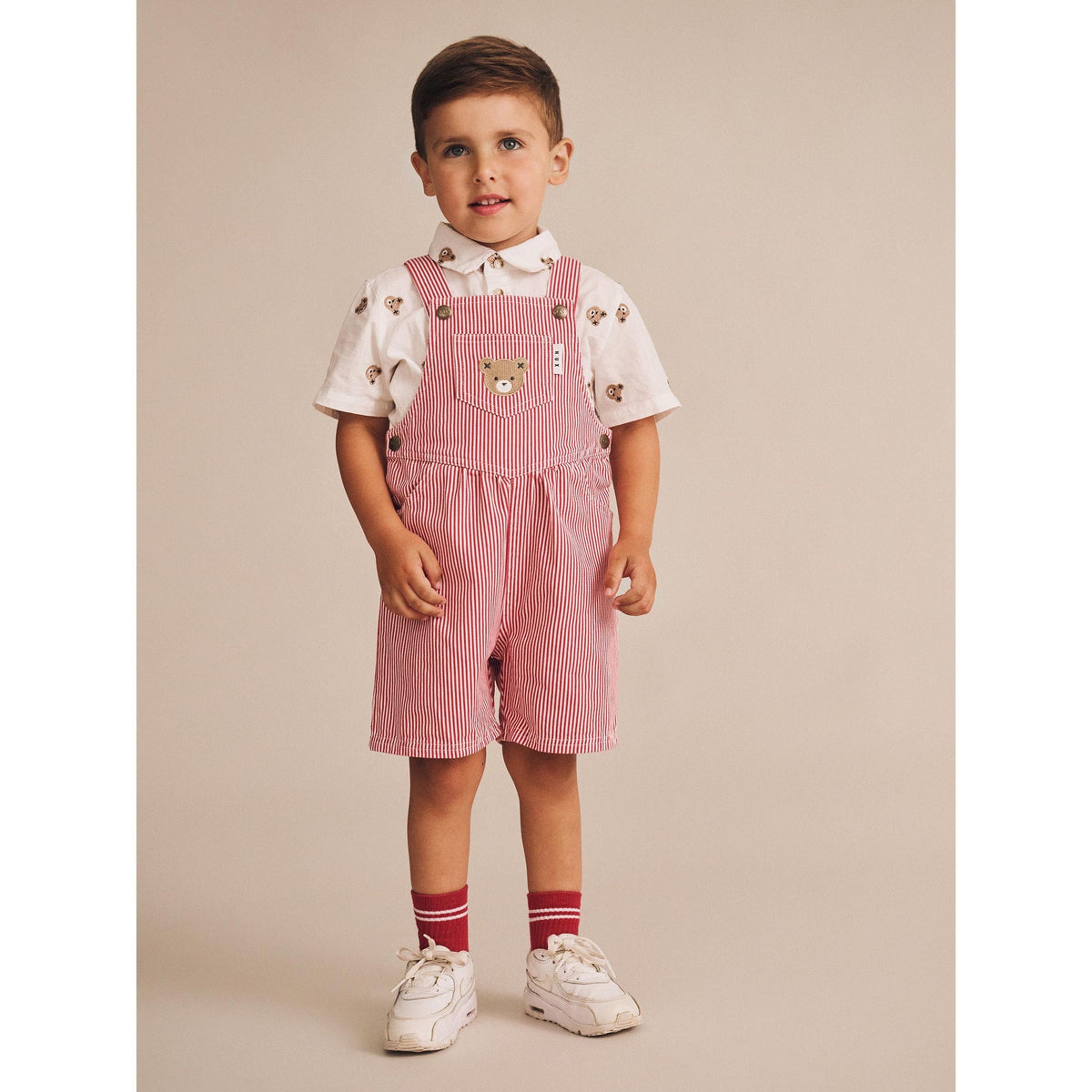 Chill Red Stripe Short Overalls