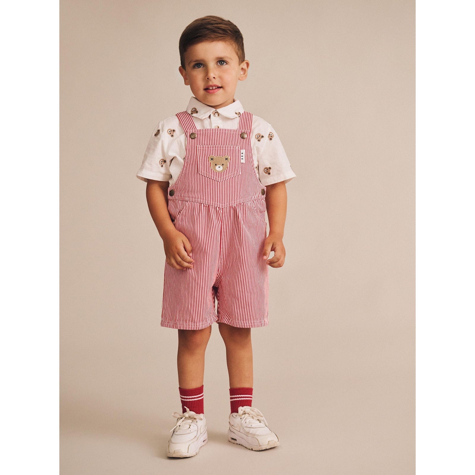 Chill Red Stripe Short Overalls