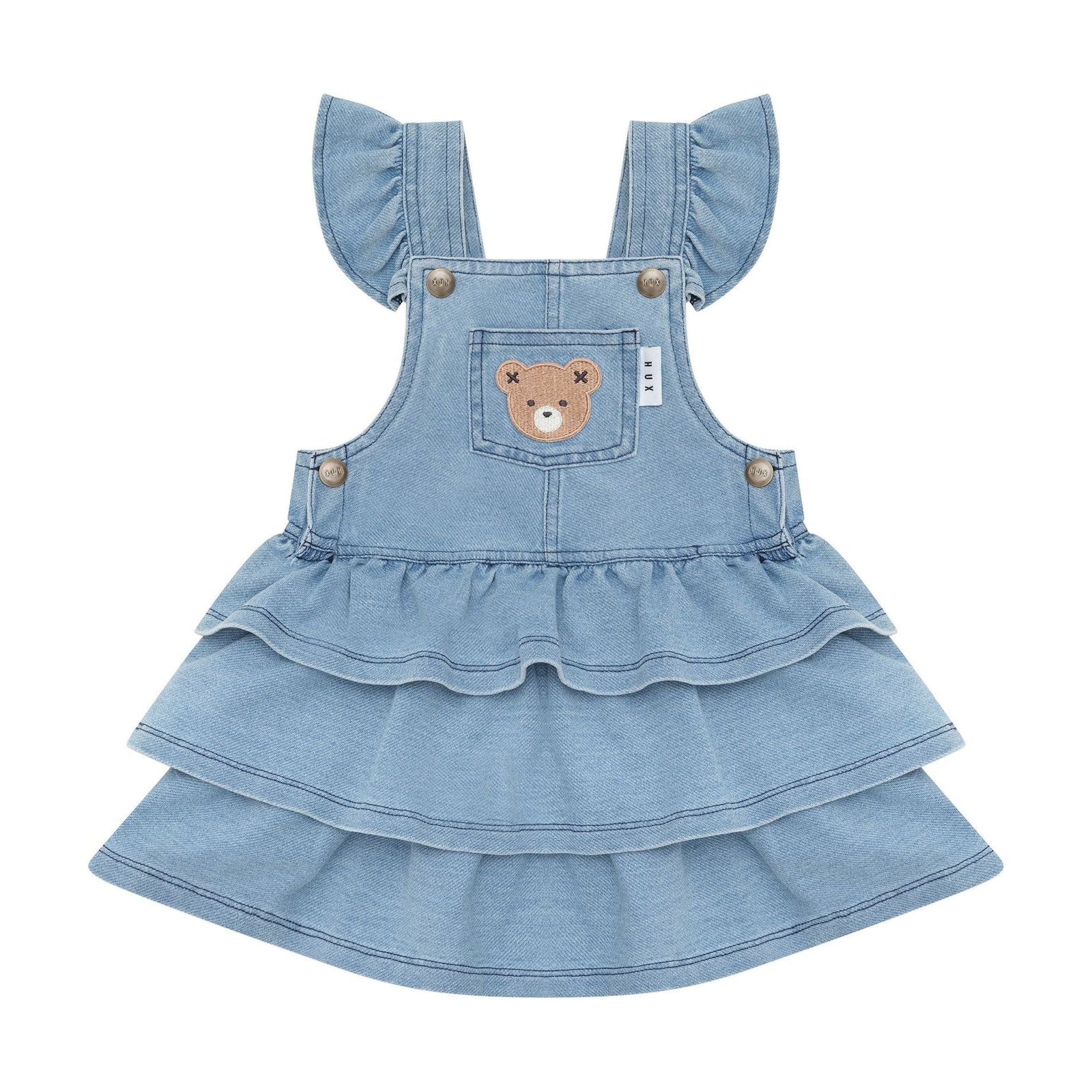 Huxbear Knit Denim Frill Pinafore