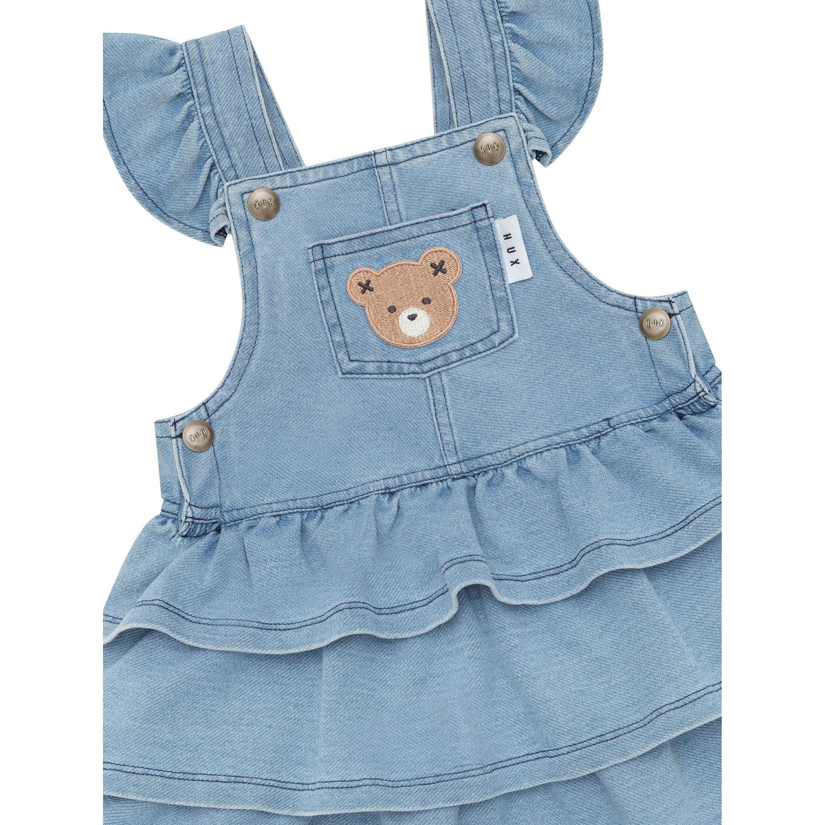 Huxbear Knit Denim Frill Pinafore