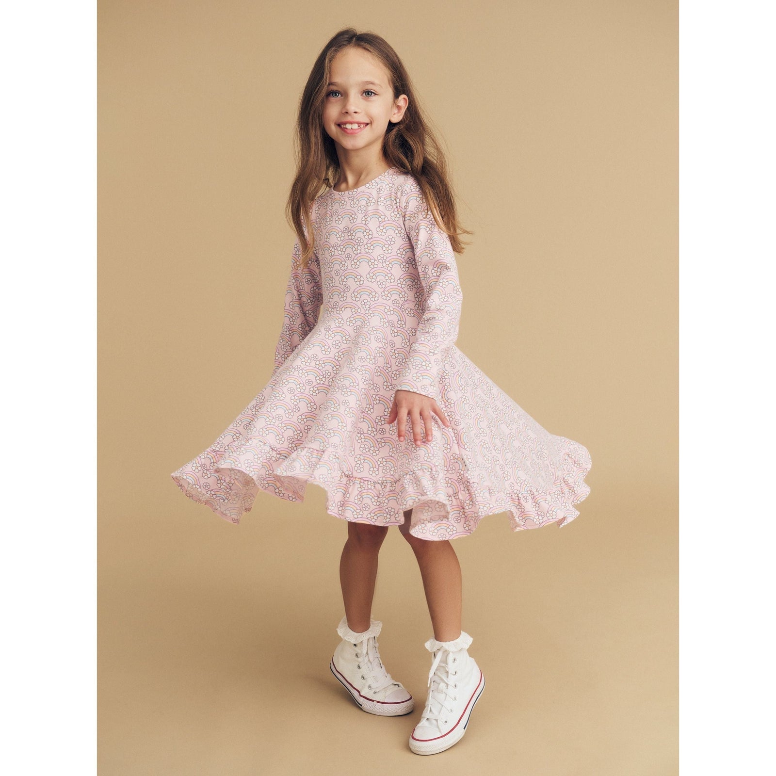 Flowerbow Long Sleeve Swing Dress