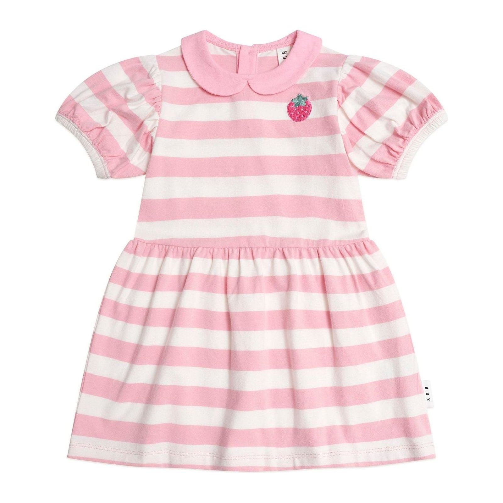Strawberry Stripe Puff Sleeve Dress