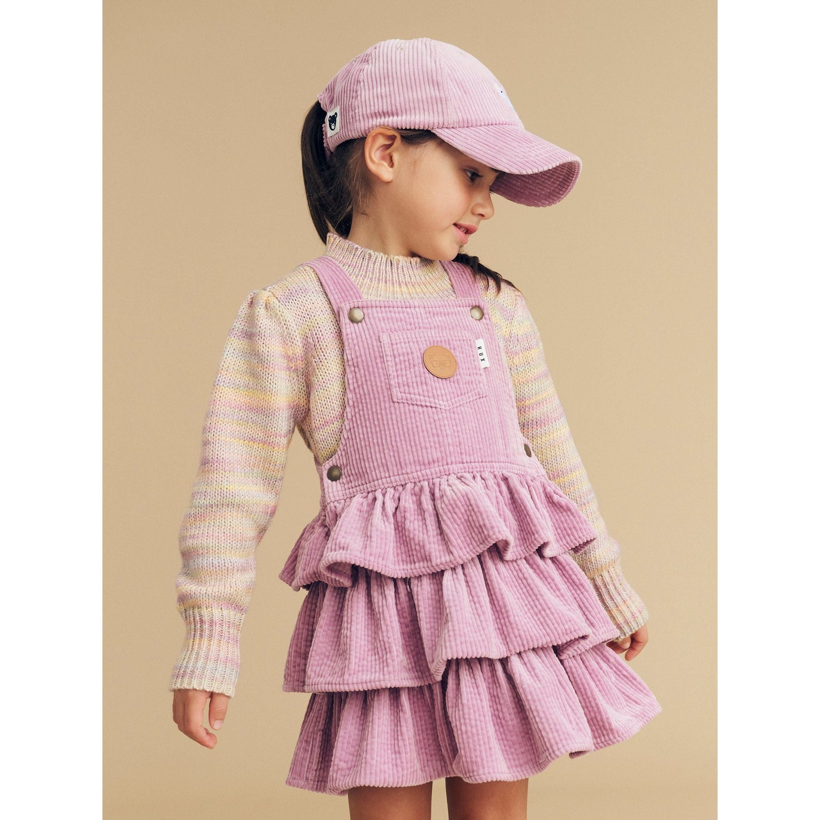 Orchid Cord Frill Overall Dress