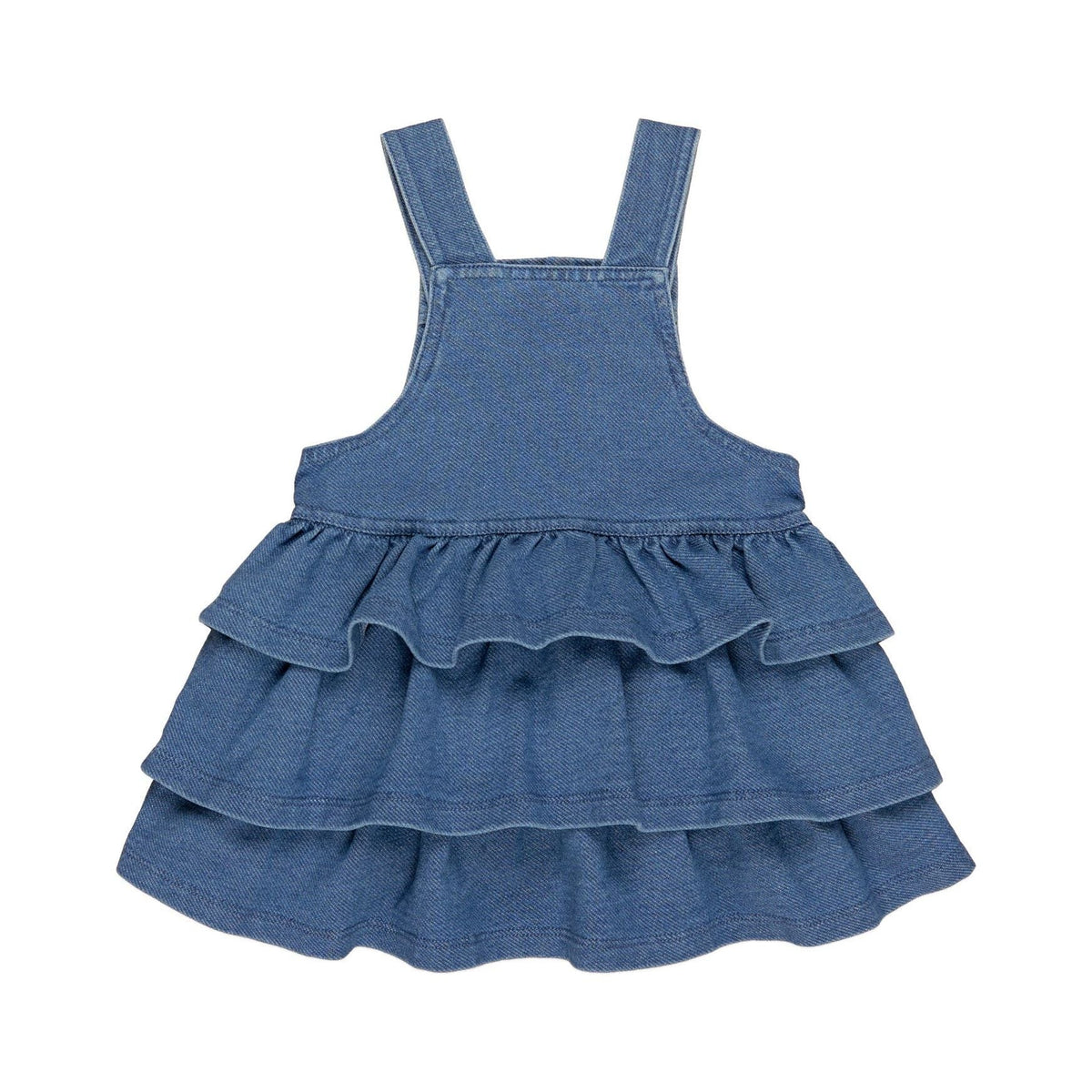 Huxbear Knit Denim Frill Overall Dress
