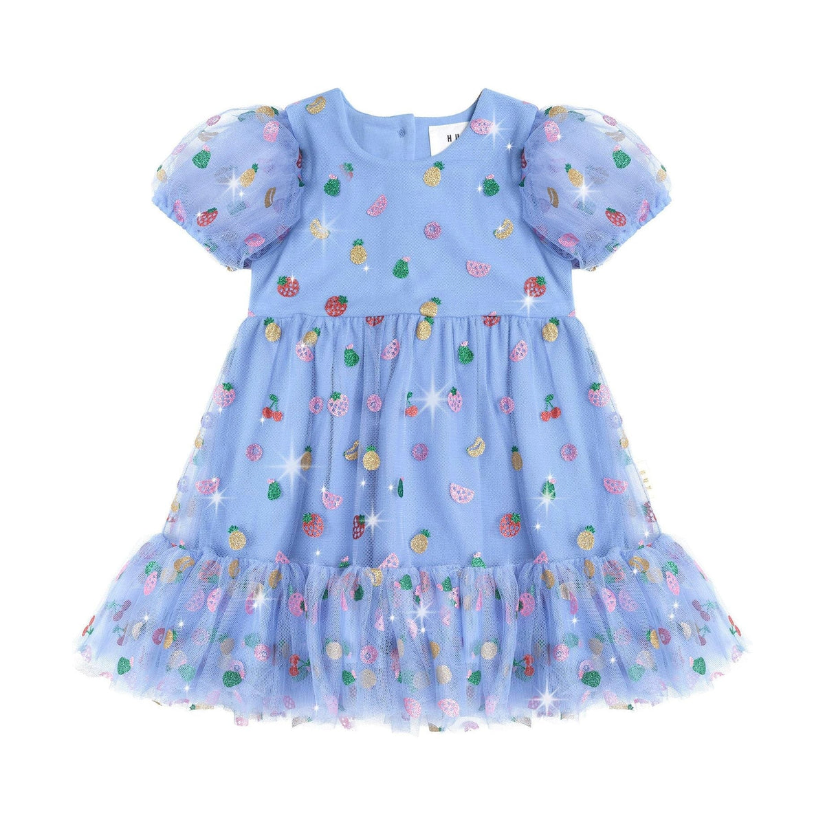 Fruit Salad Puff Sleeve Tulle Dress