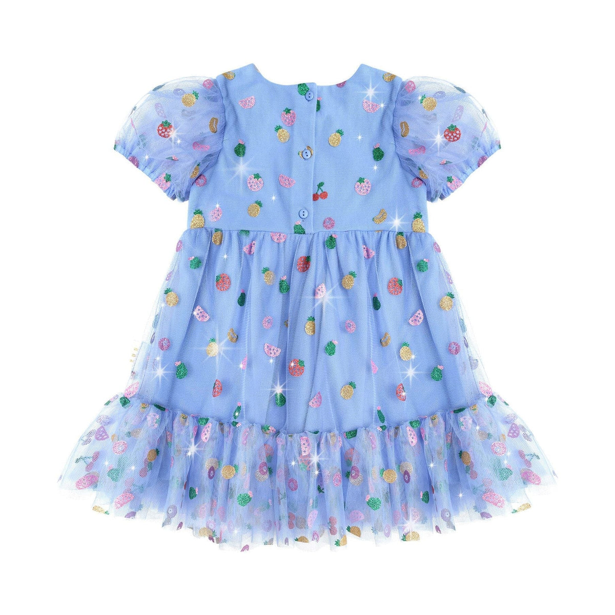 Fruit Salad Puff Sleeve Tulle Dress