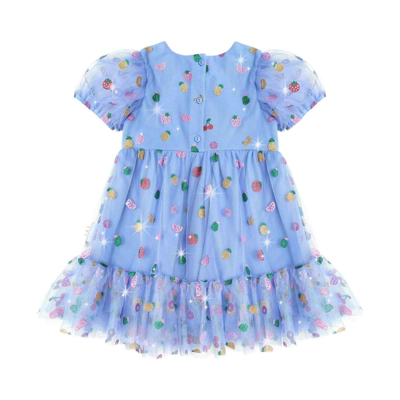 Fruit Salad Puff Sleeve Tulle Dress