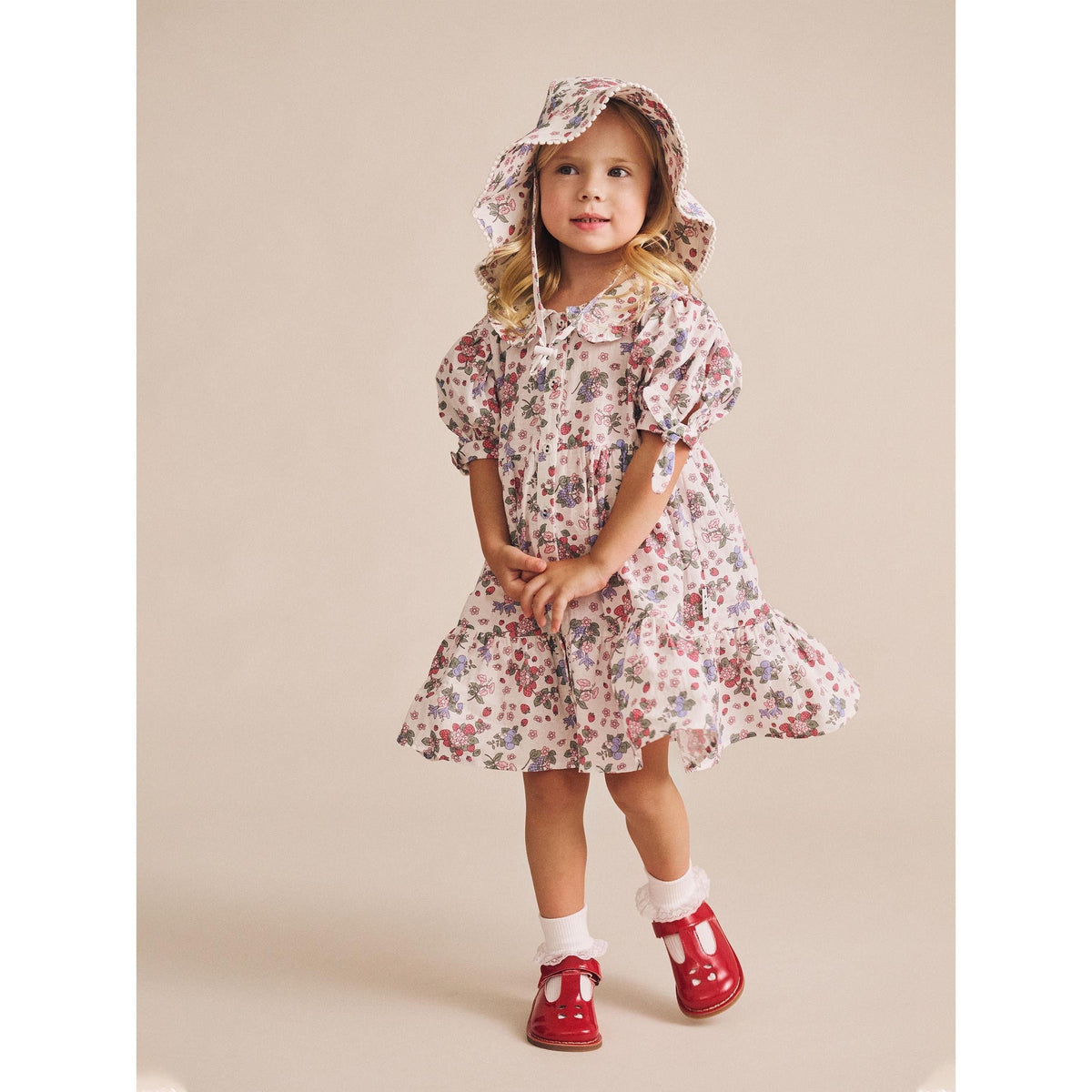 Stawberry Garden Tiered Smock Dress