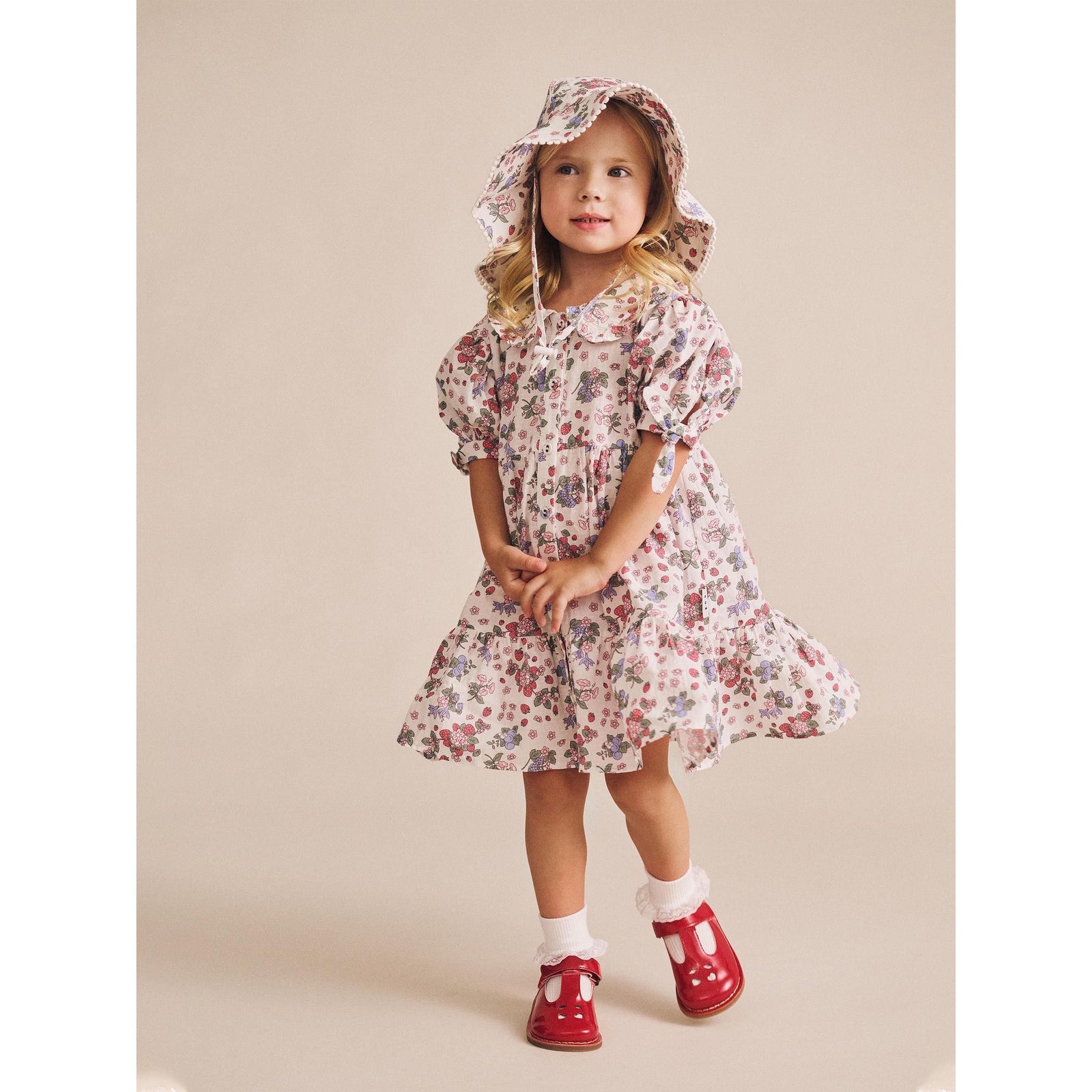 Stawberry Garden Tiered Smock Dress