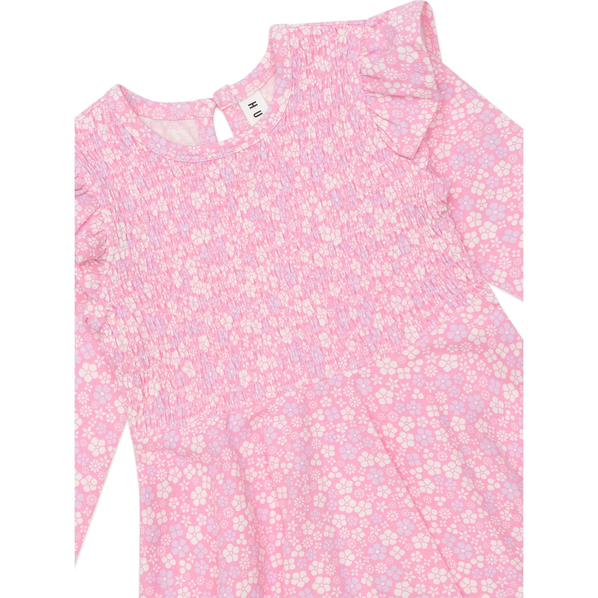 Ditsy Floral Shirred Long Sleeve Dress