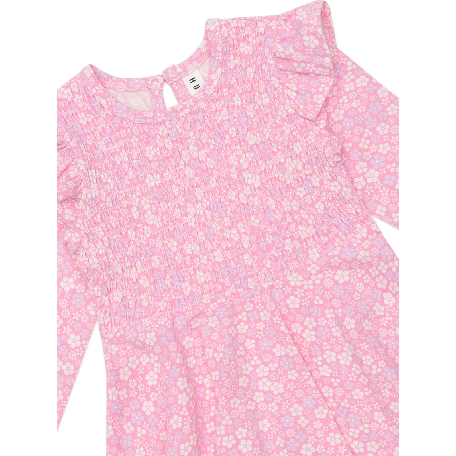 Ditsy Floral Shirred Long Sleeve Dress