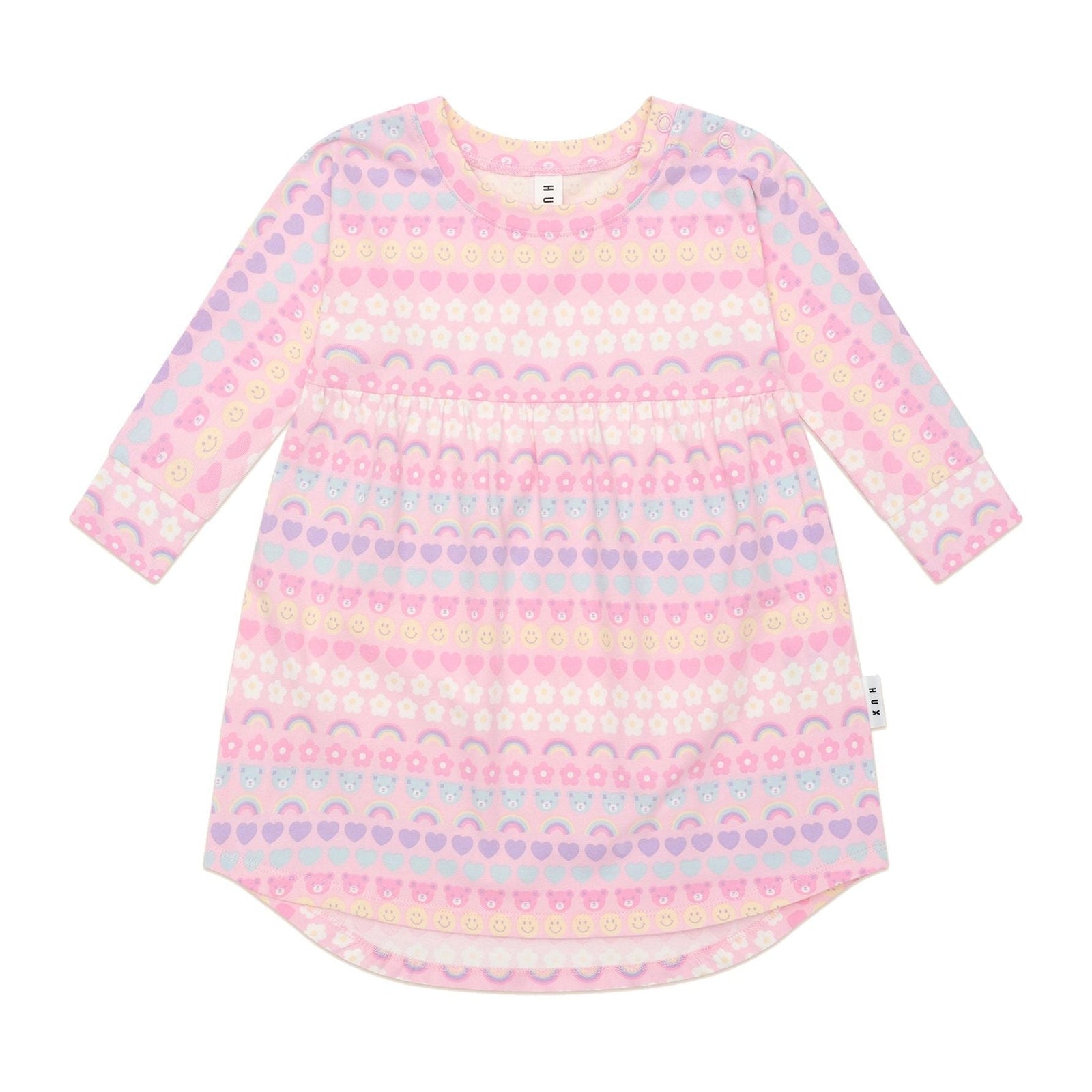 Emoji Rainbow Long Sleeve Swirl Dress