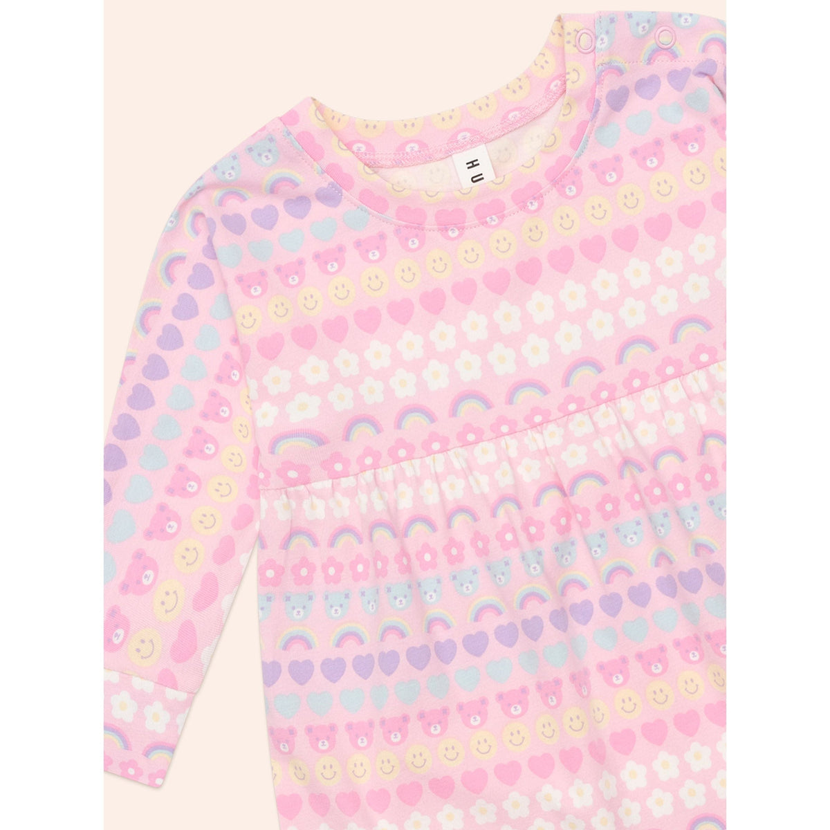 Emoji Rainbow Long Sleeve Swirl Dress