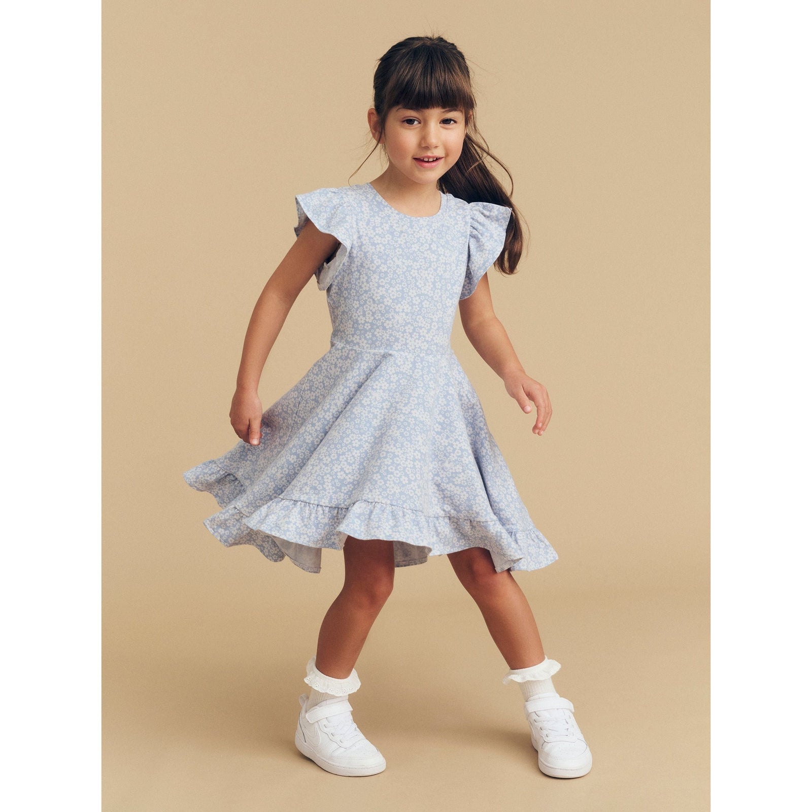 Unicorn Surpise Frill Swing Dress Dusty Blue