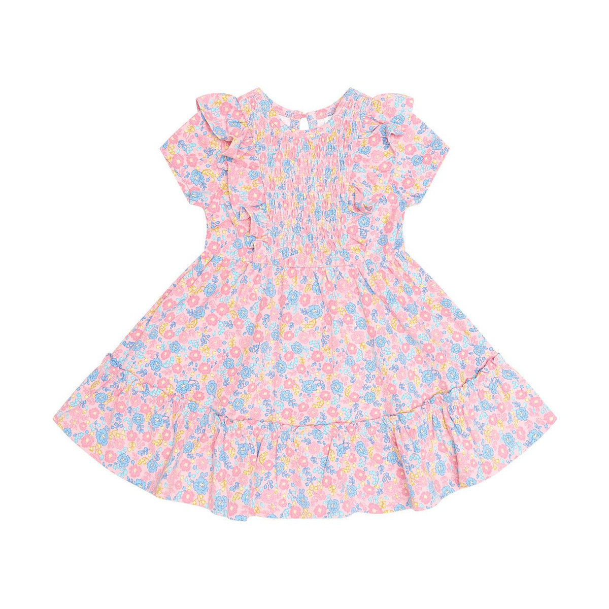 Vintage Floral Shirred S/Slv Dress
