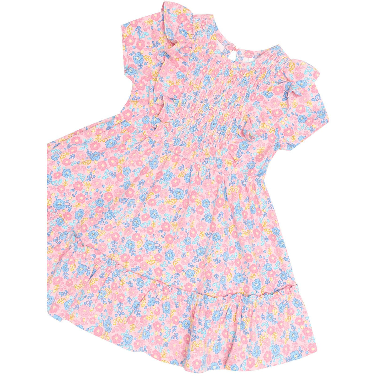 Vintage Floral Shirred S/Slv Dress