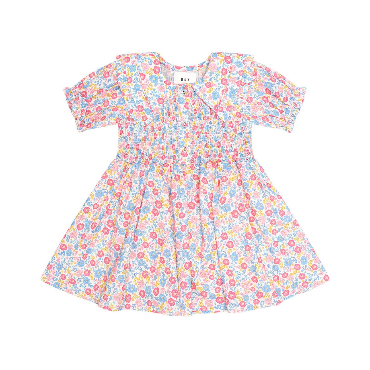 Vintage Floral Shirred Collar Dress