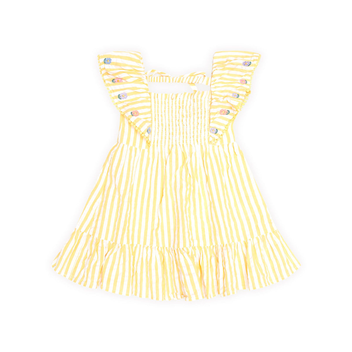 Flower Field Stripe Shirred Dress