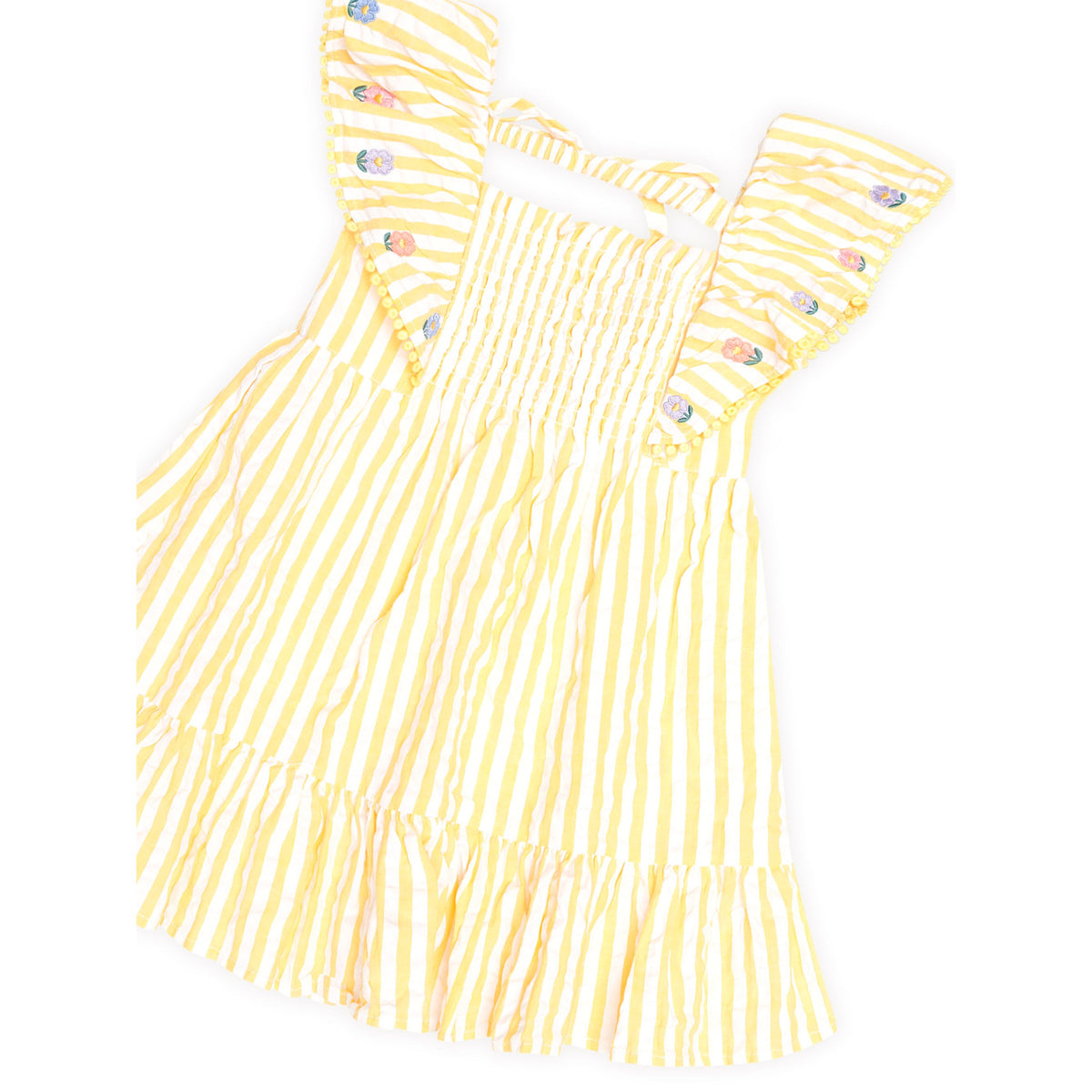 Flower Field Stripe Shirred Dress