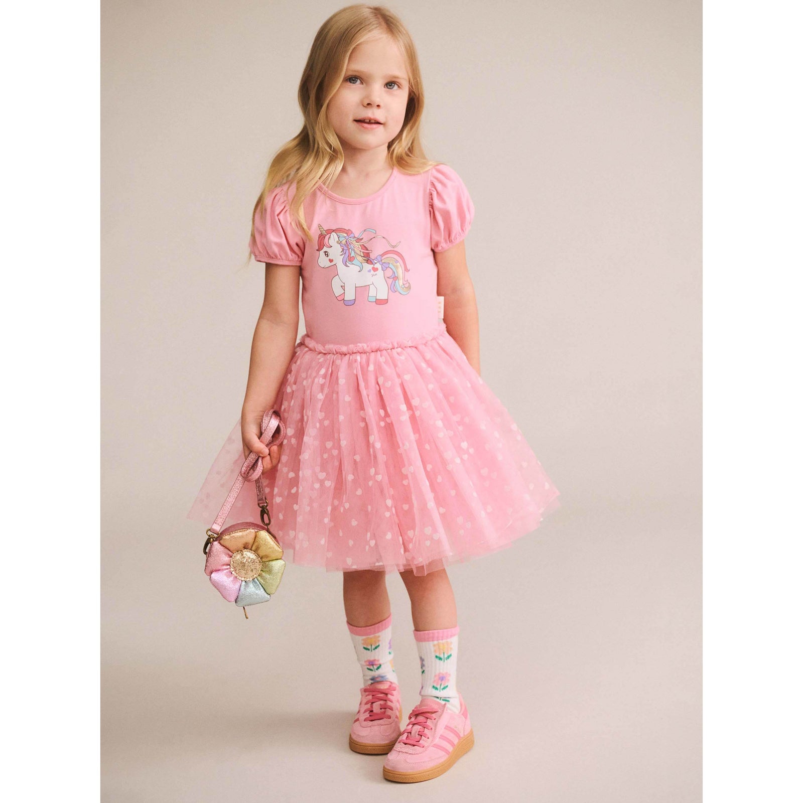 Magical Unicorn Puff Slv Tulle Dress