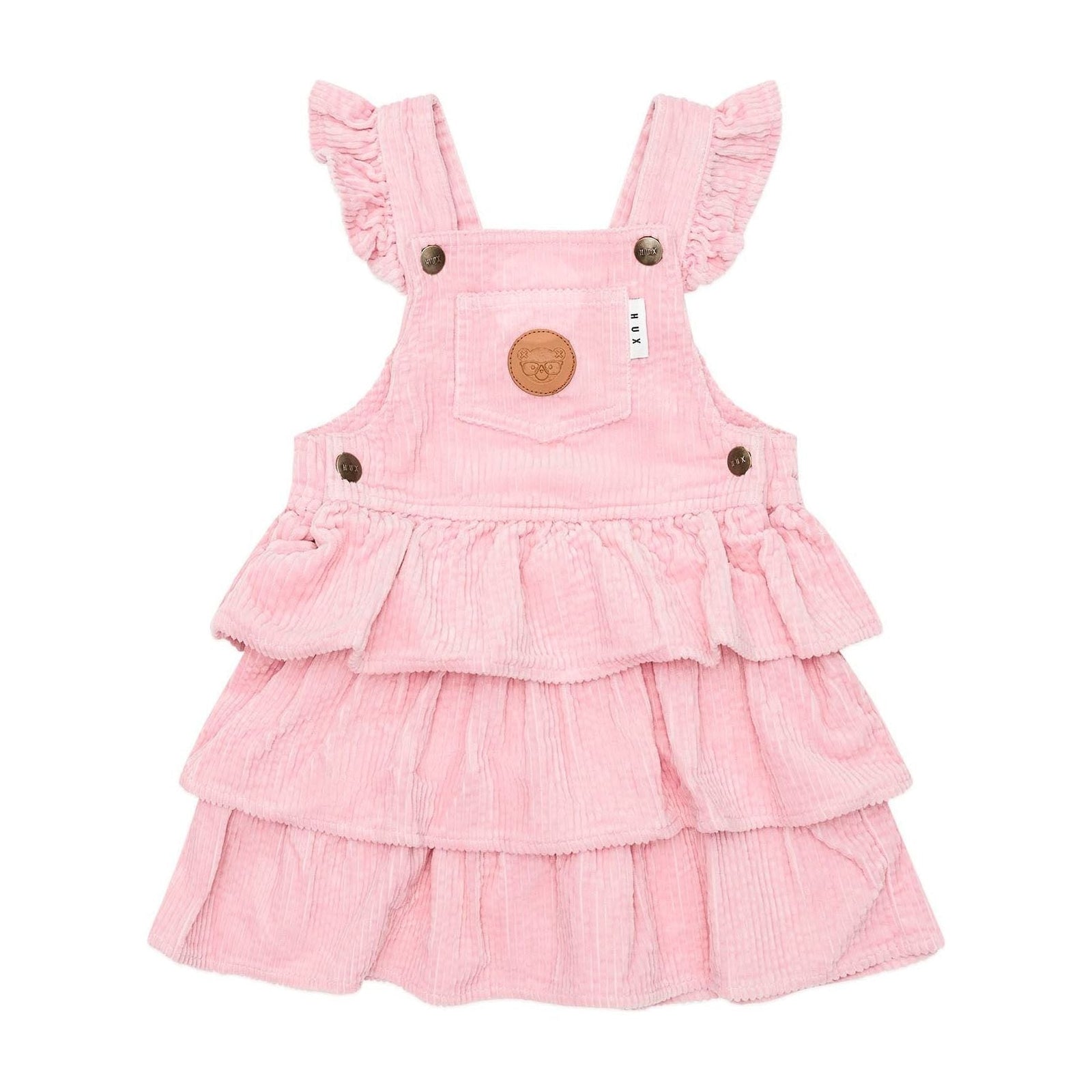 Blush Cord Tiered Overall Dress