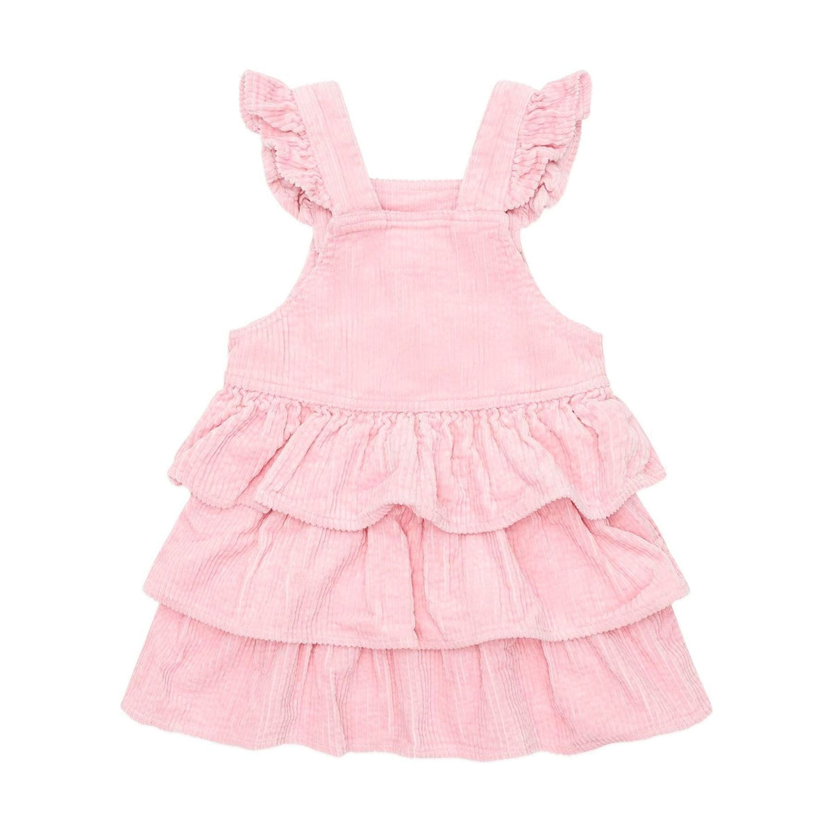 Blush Cord Tiered Overall Dress