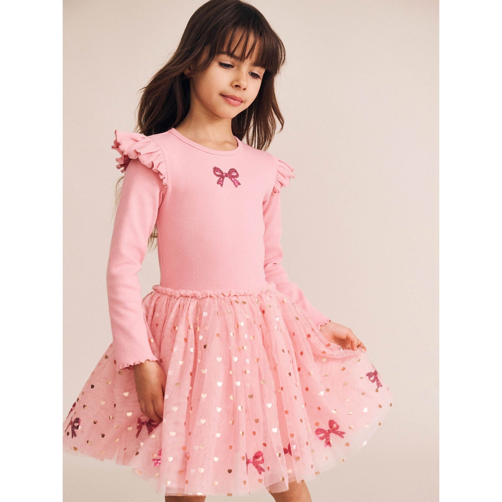 Sequin Bow Tulle Dress
