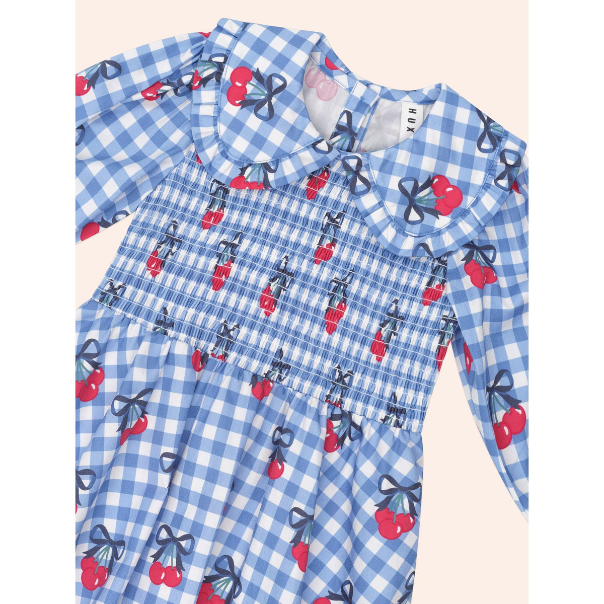 Cherry Gingham Shirred Dress