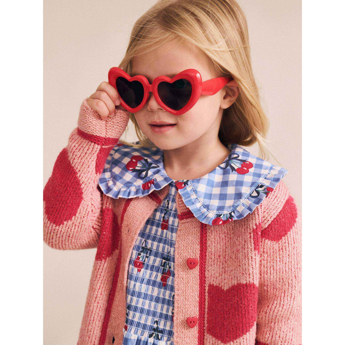 Cherry Gingham Shirred Dress