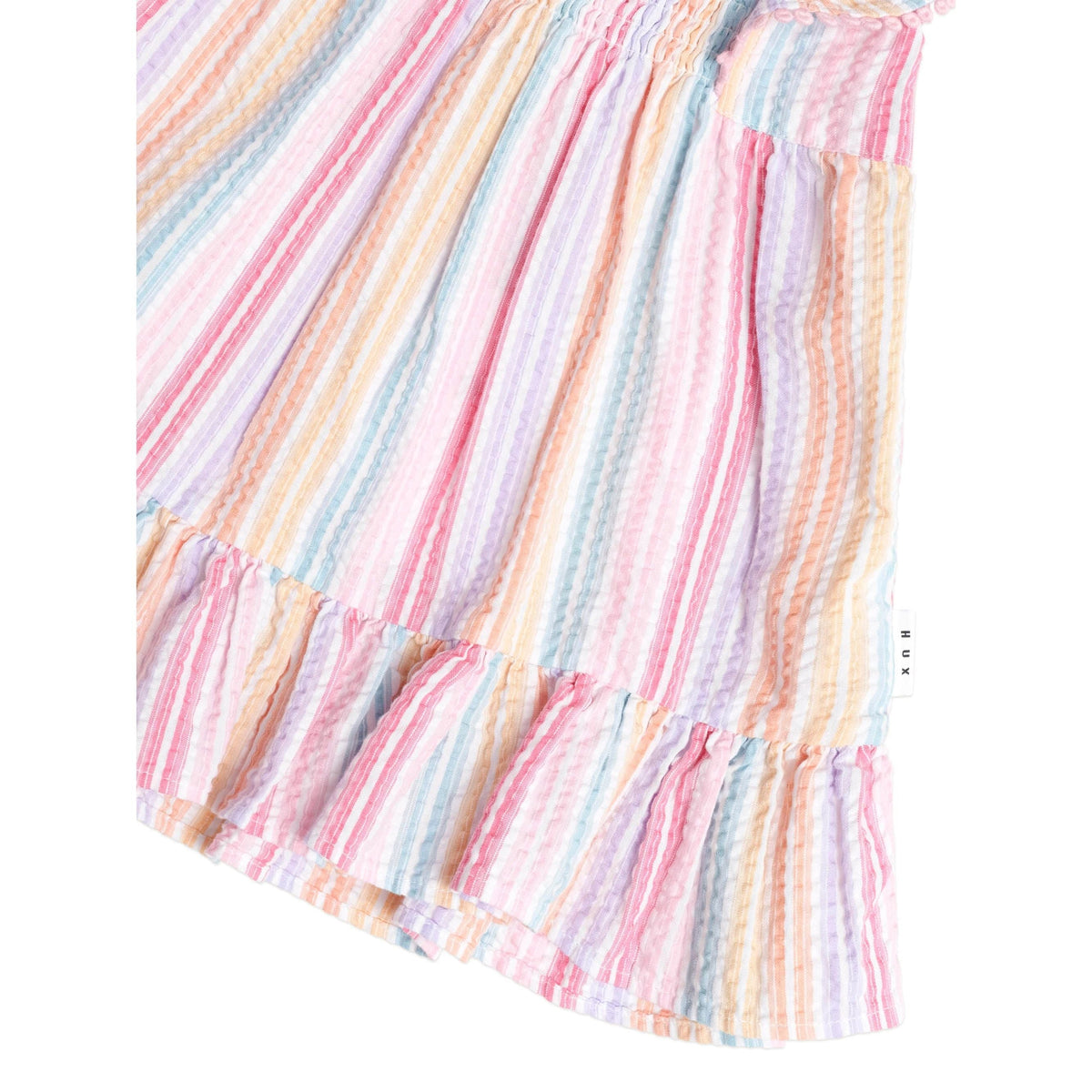 Rainbow Stripe Shirred Frill Dress