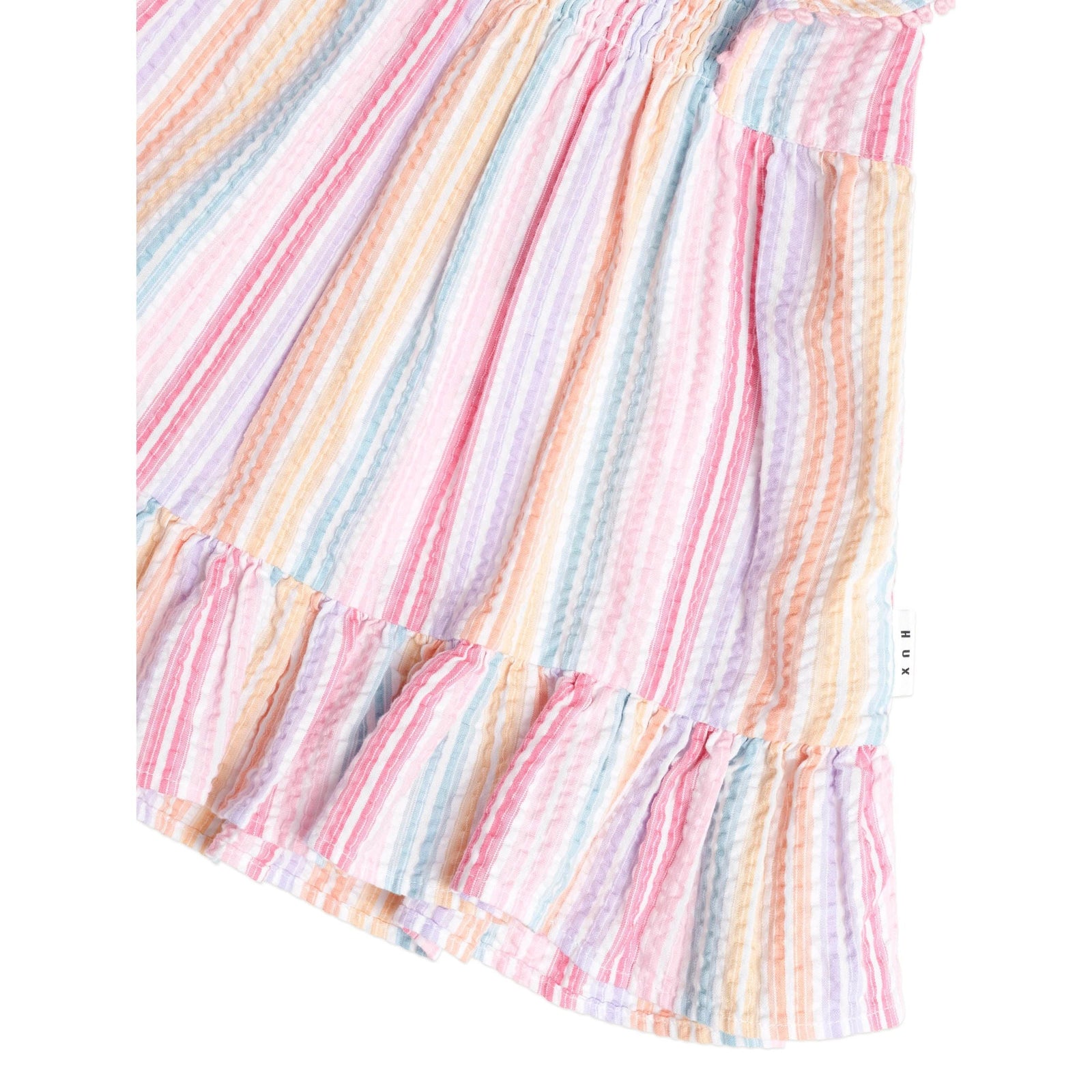 Rainbow Stripe Shirred Frill Dress