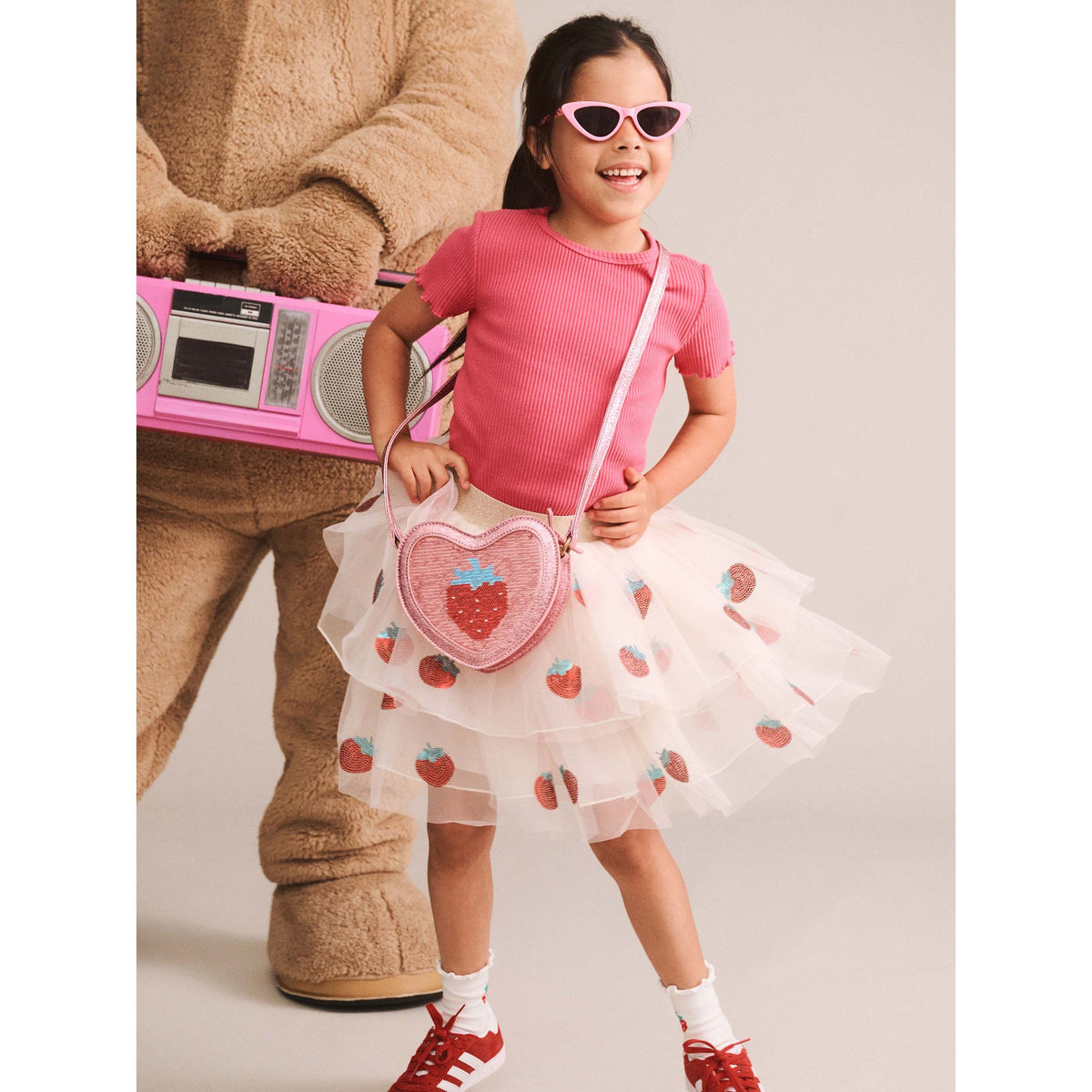 Sequin Strawberry Tulle Skirt