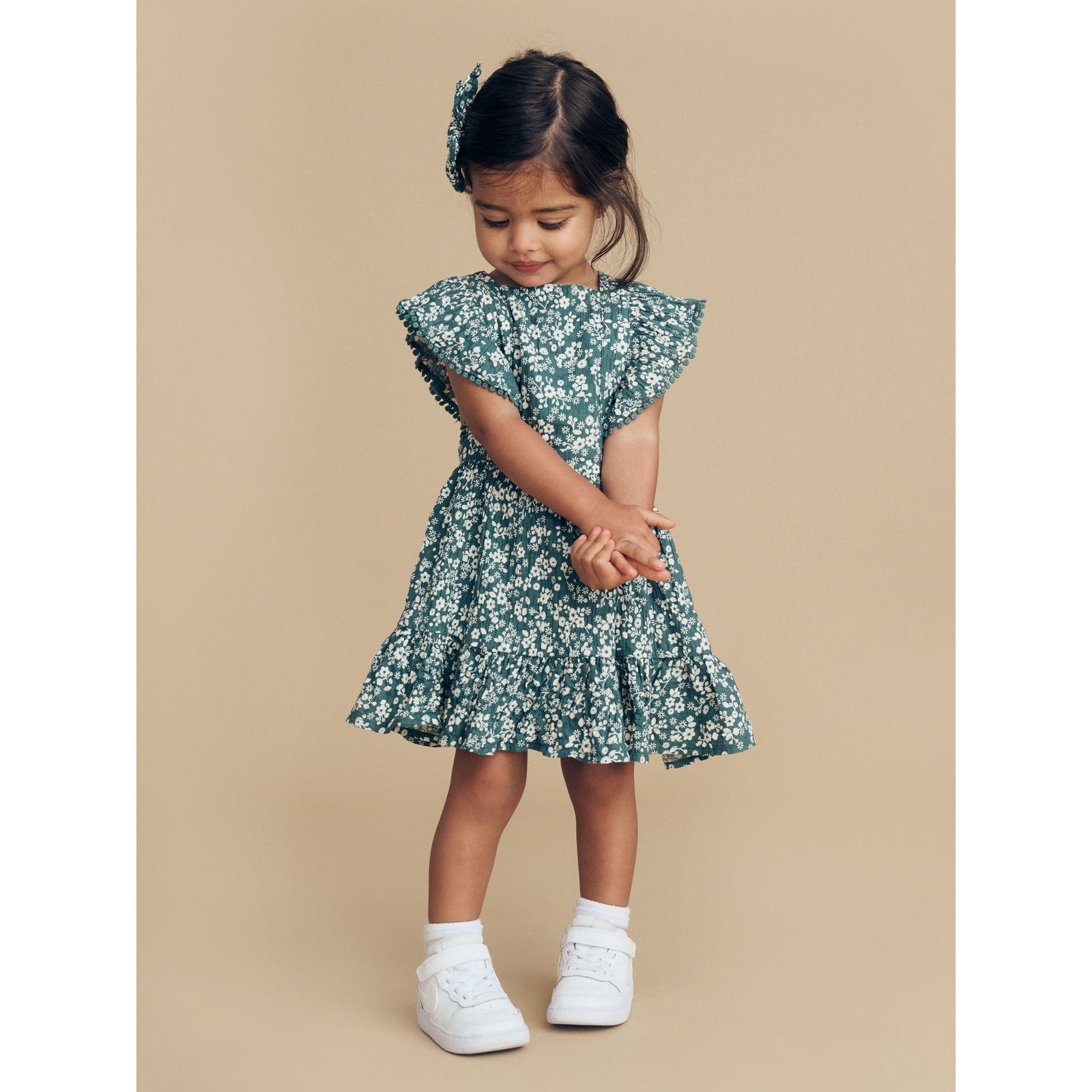 Floral Pine Bib Dress - Pine